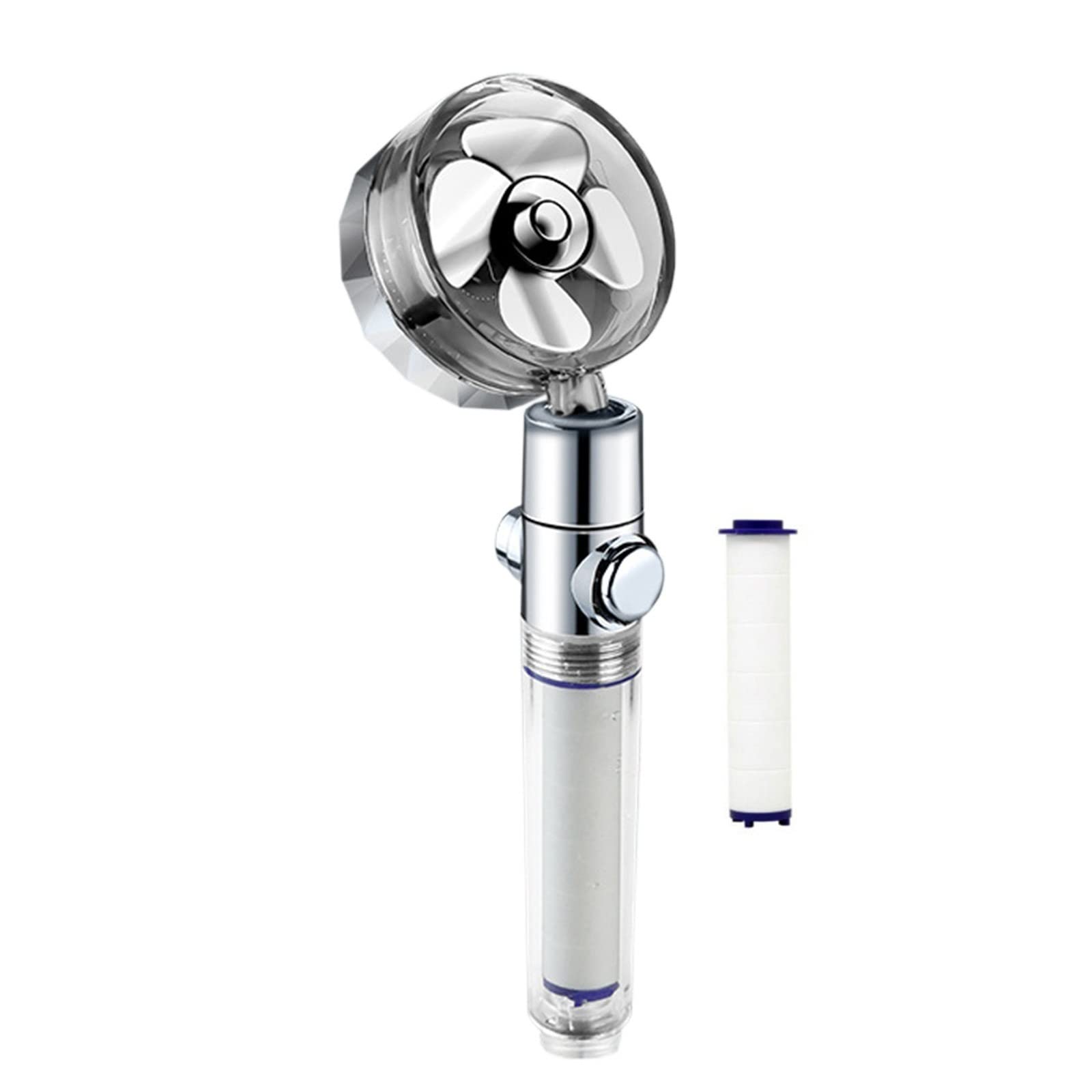 ASDFGH High Pressure Shower Head with Handheld Turbo Fan - 2 Filters Included | Easy Install 360° Rotating Shower Head Kit (Silver) for Bathroom, Spa & RV Use
