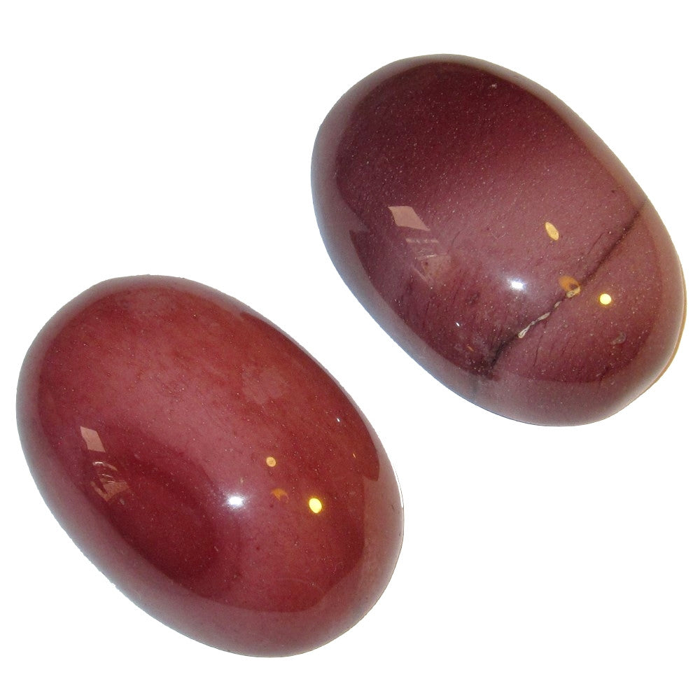 Natural Mookaite Jasper Polished Stones - Pair of Pink & Red Oval Dome Crystals for Jewelry Making, Meditation & Home Decor