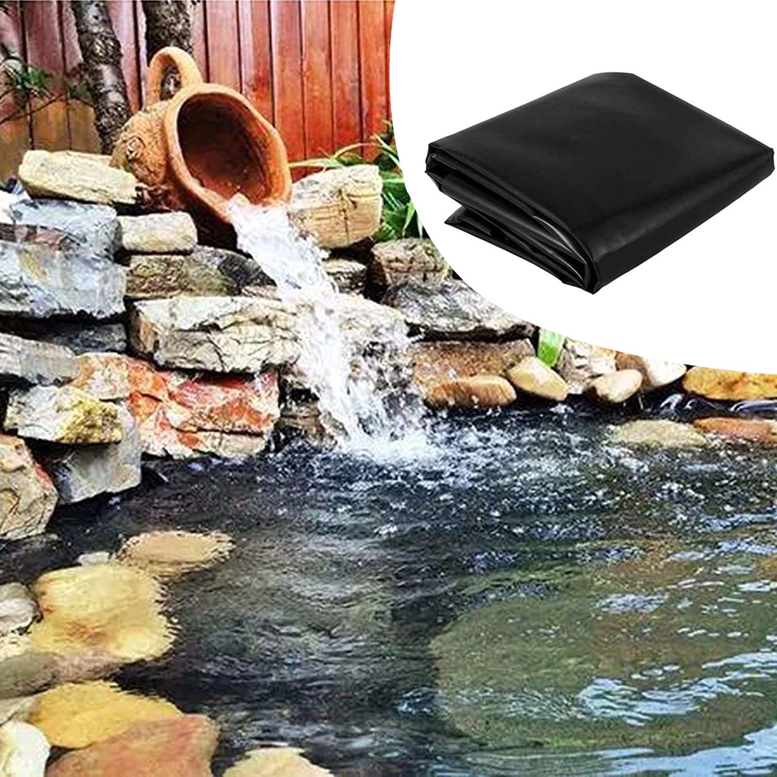 Premium 12mil Thick Flexible Koi Pond Liner - Heavy Duty Fish Pond Liner for Waterfalls, Easy to Clean, Extreme Temperature Resistant (-40°F to 140°F) - Perfect for Garden Ponds, Water Features & Outdoor Landscaping