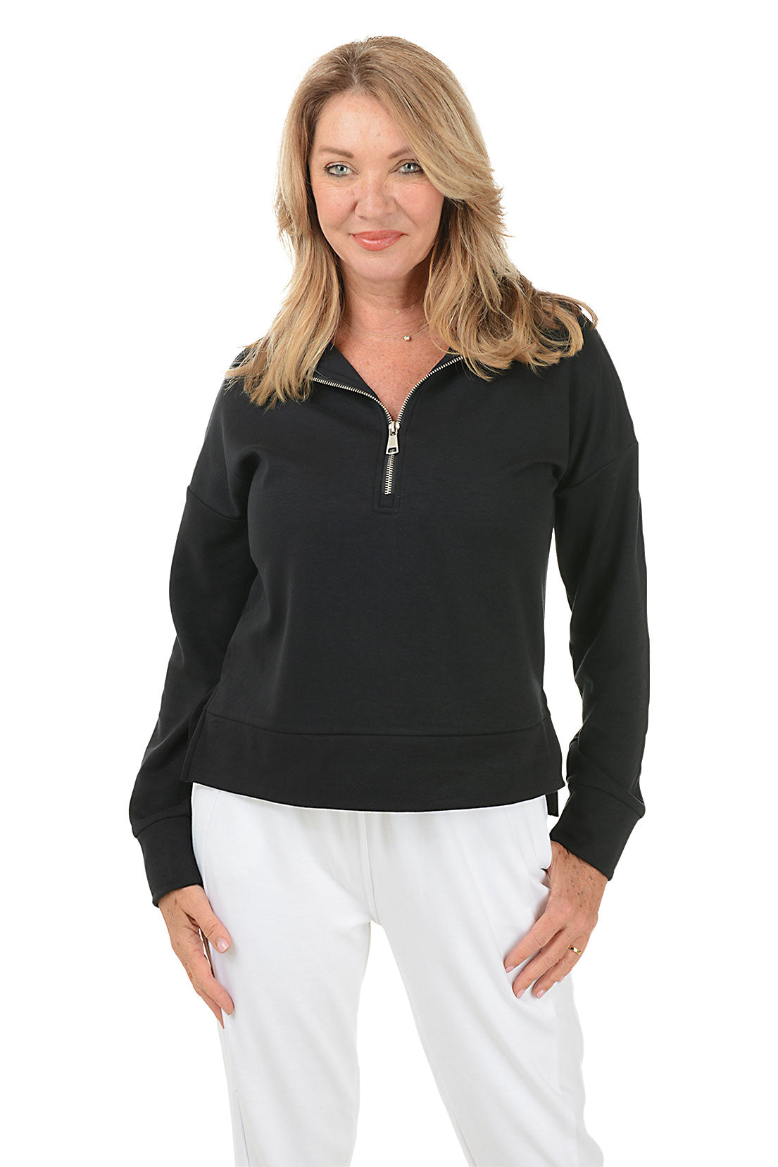 Stylish Zip Neck Dolman Sleeve Scuba Sweatshirt for Women | Comfortable & Trendy Pullover | Perfect for Casual Outfits, Workouts & Lounge Wear
