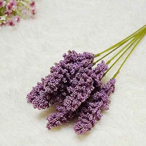 6Pcs Artificial Vanilla Mini Foam Berry Spike Flowers - Home Decor Bouquet for Wall, Plant Arrangement, Cereal Display & Wedding Centerpieces