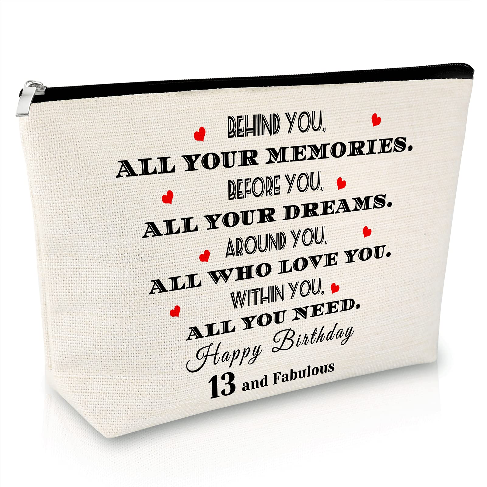 Sweet 13th Birthday Makeup Bag for Women & Teens - Inspirational Cosmetic Gift for Daughter, Sister - Travel Toiletry Pouch for Graduation, Valentine's Day | Perfect for Travel, School & Special Occasions