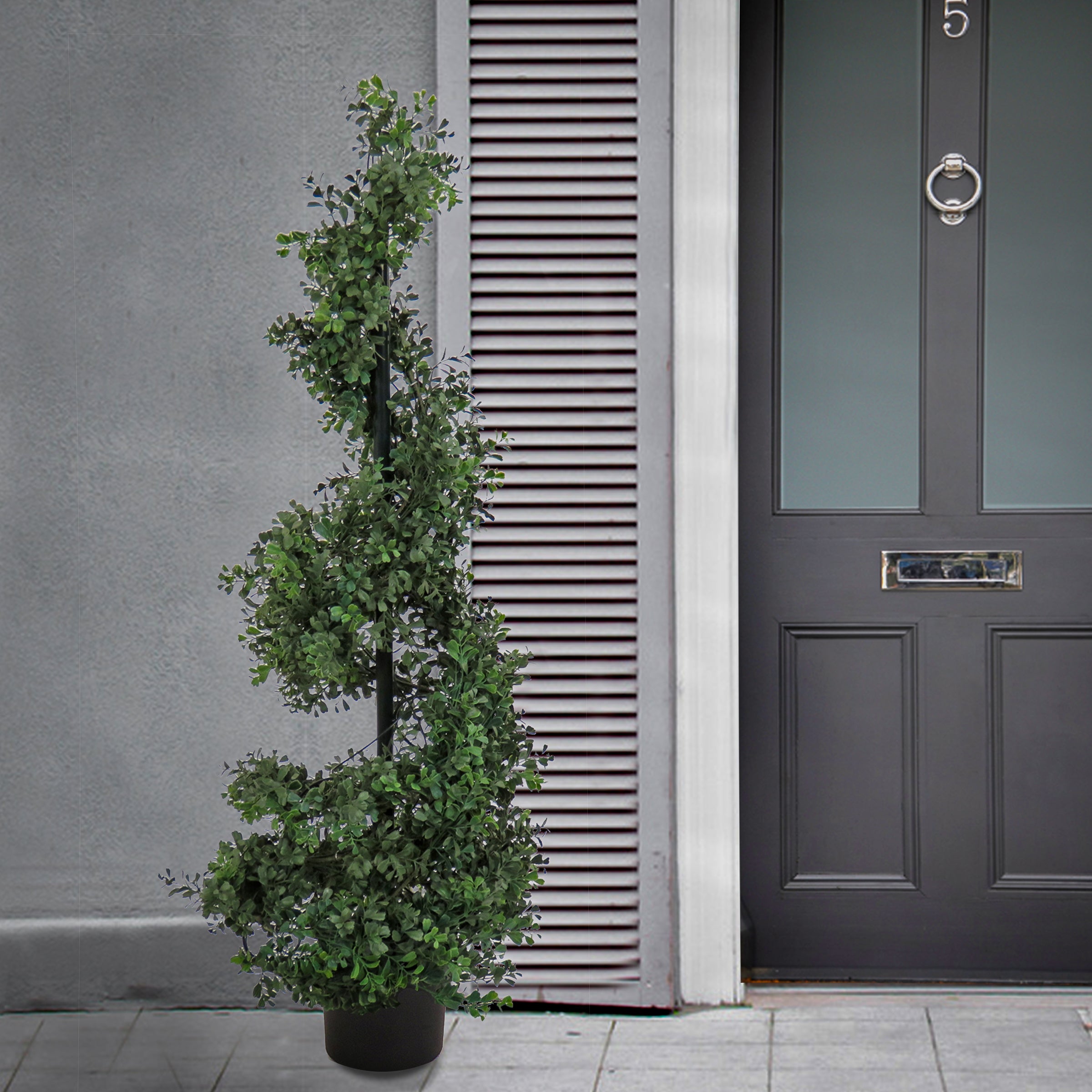 4 ft. Artificial Boxwood Spiral Topiary Tree in Nursery Pot - Perfect for Indoor Decor, Outdoor Landscaping, and Wedding Centerpieces