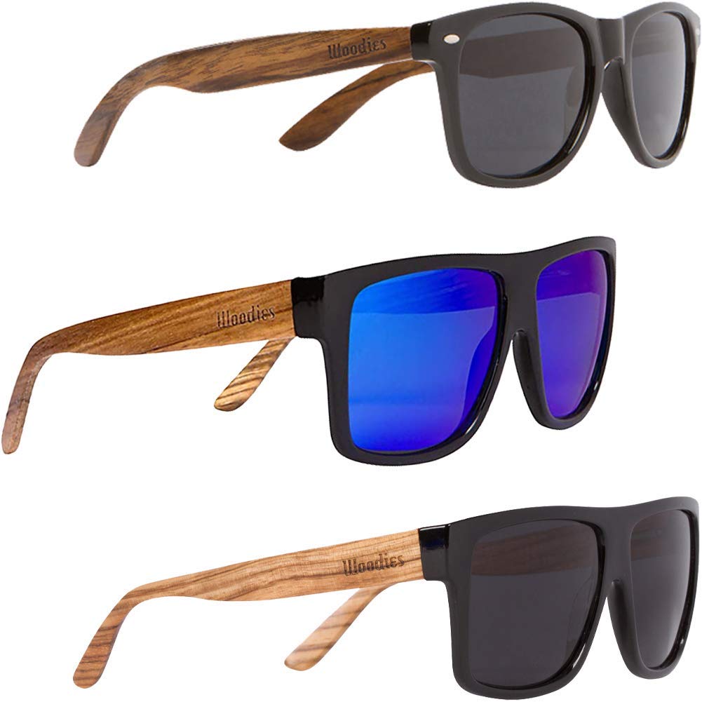 Premium WOODIES Walnut Zebra & Aviator Wrap Sunglasses - Polarized UV Protection Lenses for Men & Women - Perfect for Driving, Fishing, and Outdoor Adventures
