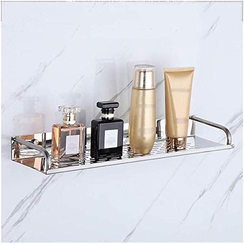 Polished Silver Wall Shelf - Black Aluminum Bathroom & Kitchen Shelf with Towel Rail - 30cm Wall Mounted Shower Shelves for Towels & Storage - Perfect for Modern Bathroom & Kitchen Organization