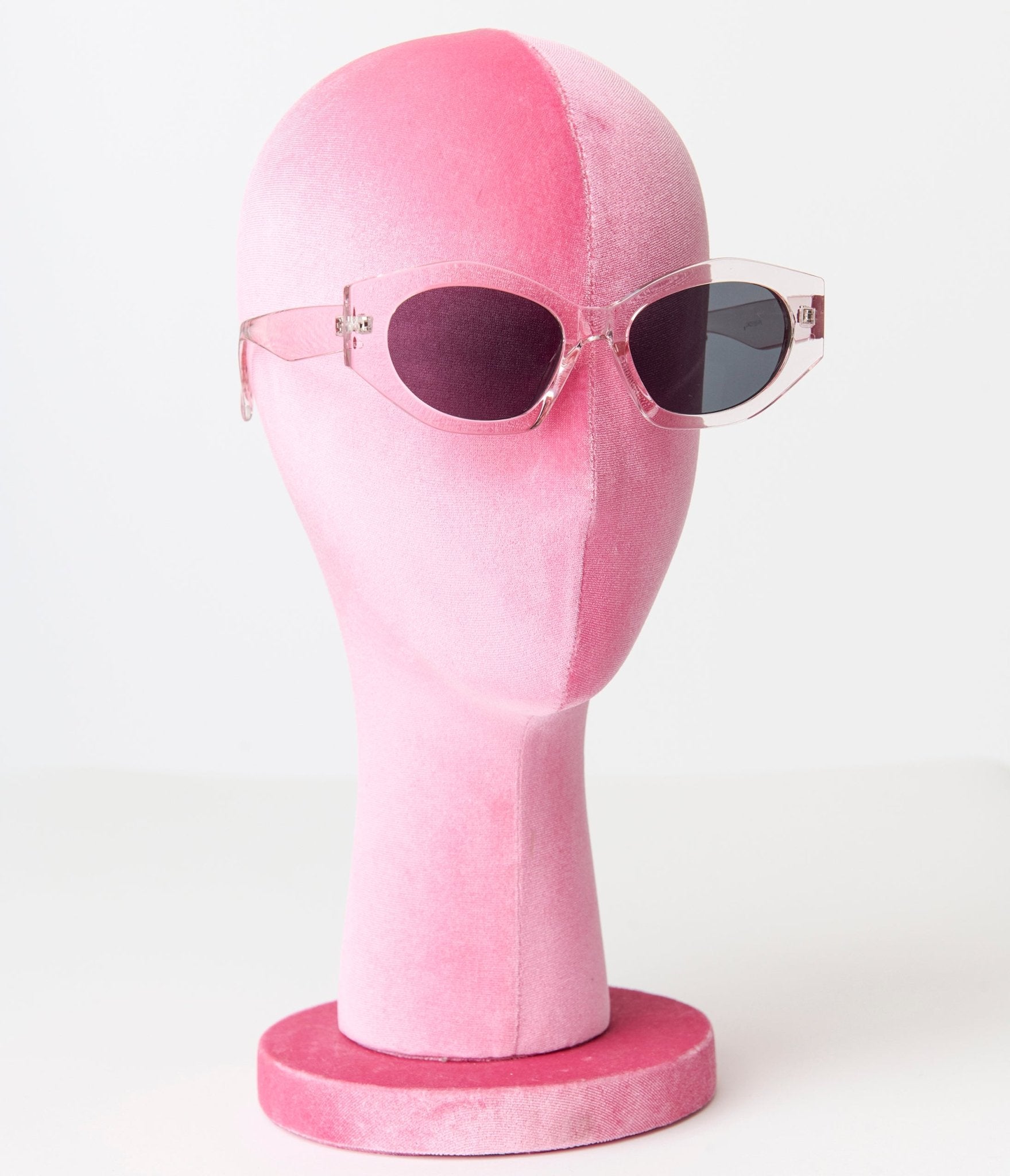 Stylish Clear Pink Geometric Sunglasses for Women - Trendy UV Protection Cat Eye Shades for Outdoor, Beach & Summer Fashion