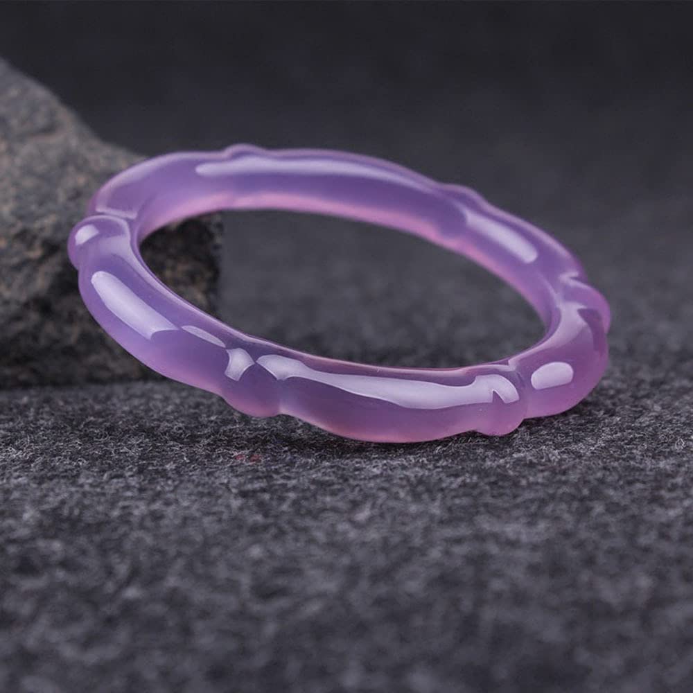Imperial Purple Chalcedony Jade Bangle Bracelet with Twist Design & Pink Lotus Agate - Gift Box Included (56-62mm) | Elegant Women's Jewelry for Special Occasions & Daily Wear