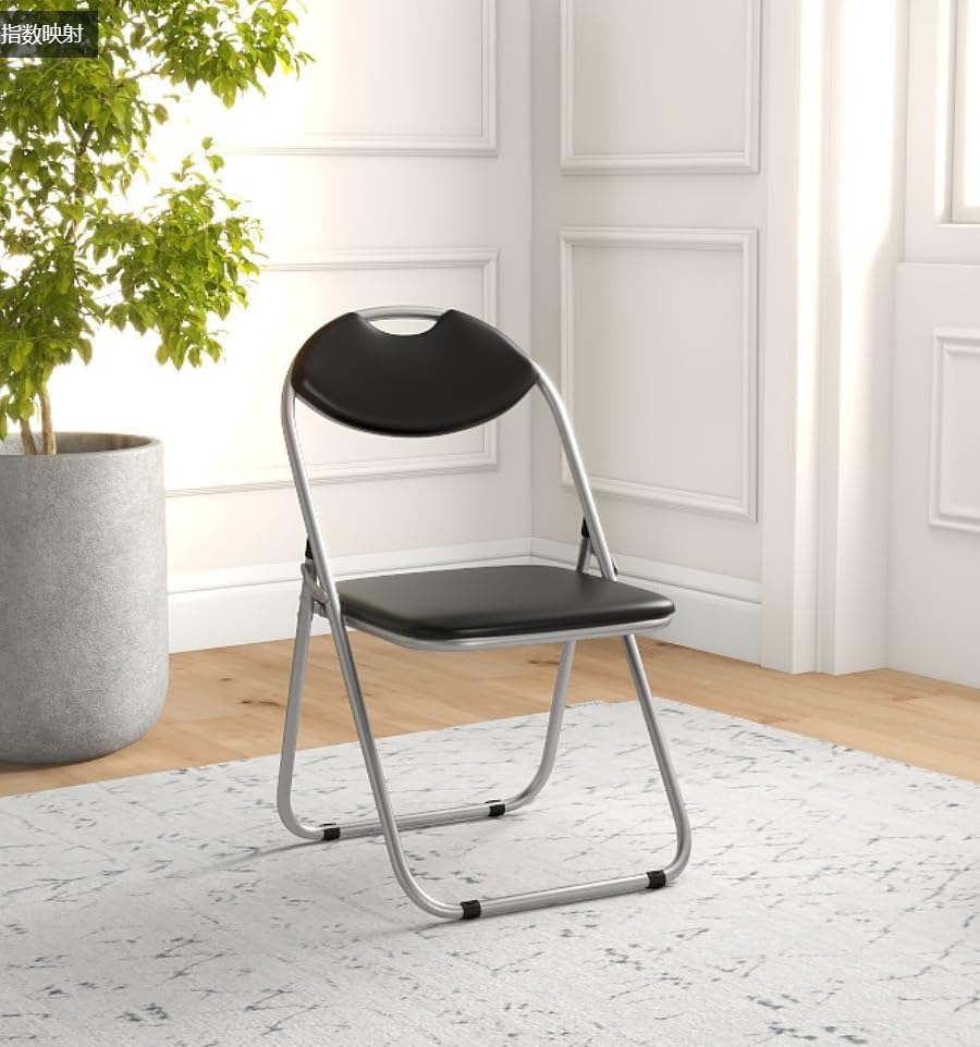 2 Pack Folding Chairs with Padded Seat & Back - Portable Metal Chairs with Carrying Handle for Indoor Outdoor Use - Perfect for Weddings, Parties, Dining, Home Office & Commercial Events - Black