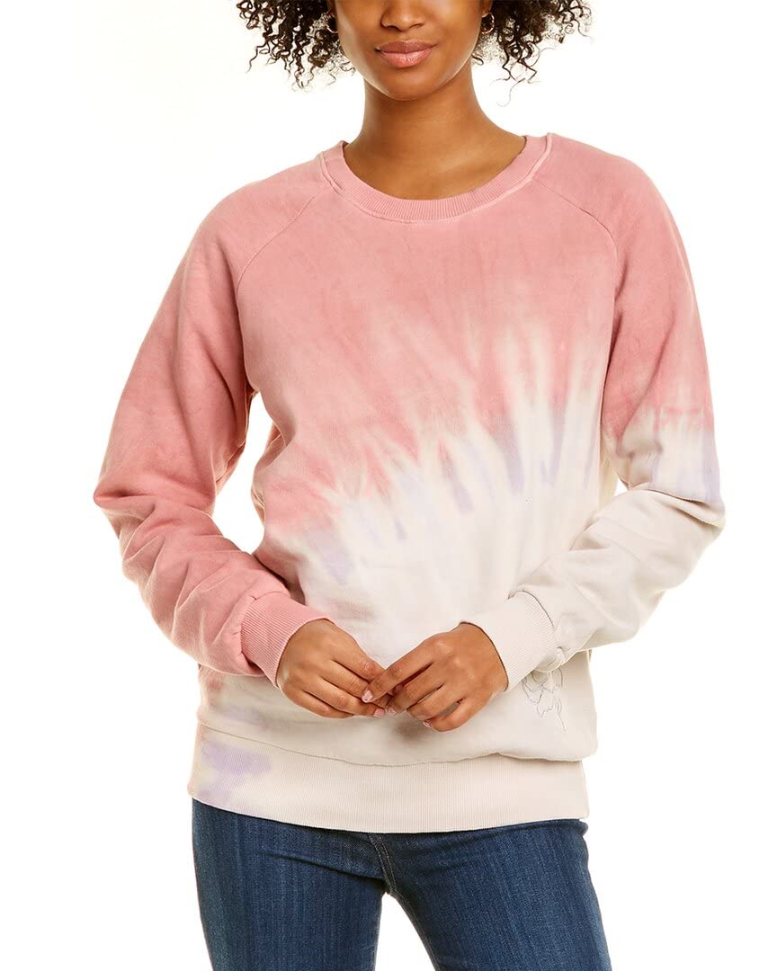 Women's Tie-Dye Fleece Sweatshirt - Soft Pink Pullover Hoodie for Casual Wear, Lounge & Outdoor Activities