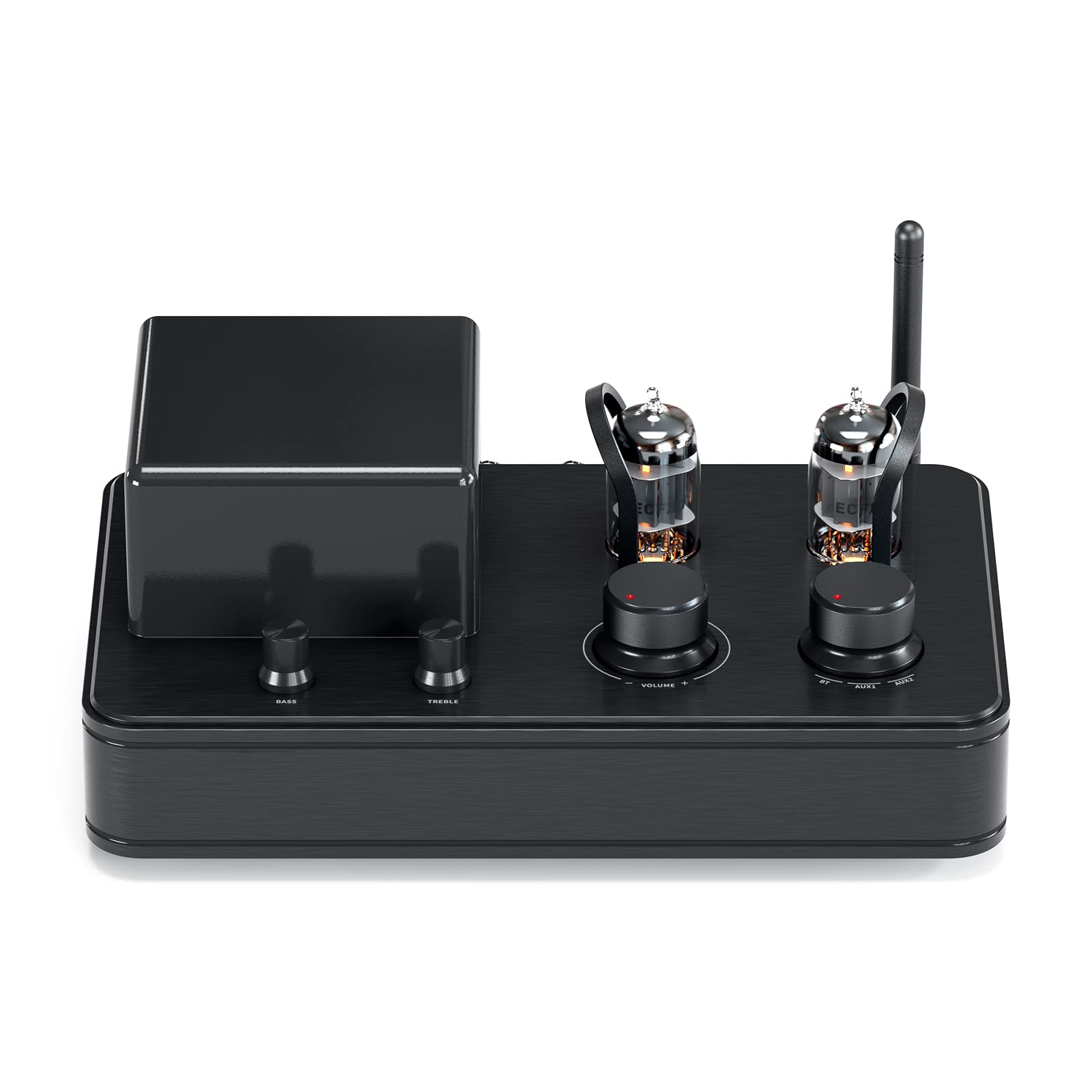 2.1 Channel Bluetooth 5.0 Stereo Receiver Amplifier with Hi-Fi Tube Headphone Amp - Wireless Audio System for Home Theater, Passive Speakers & Headphones - USB/Aux Input for Vinyl, TV, PC & Gaming Setup