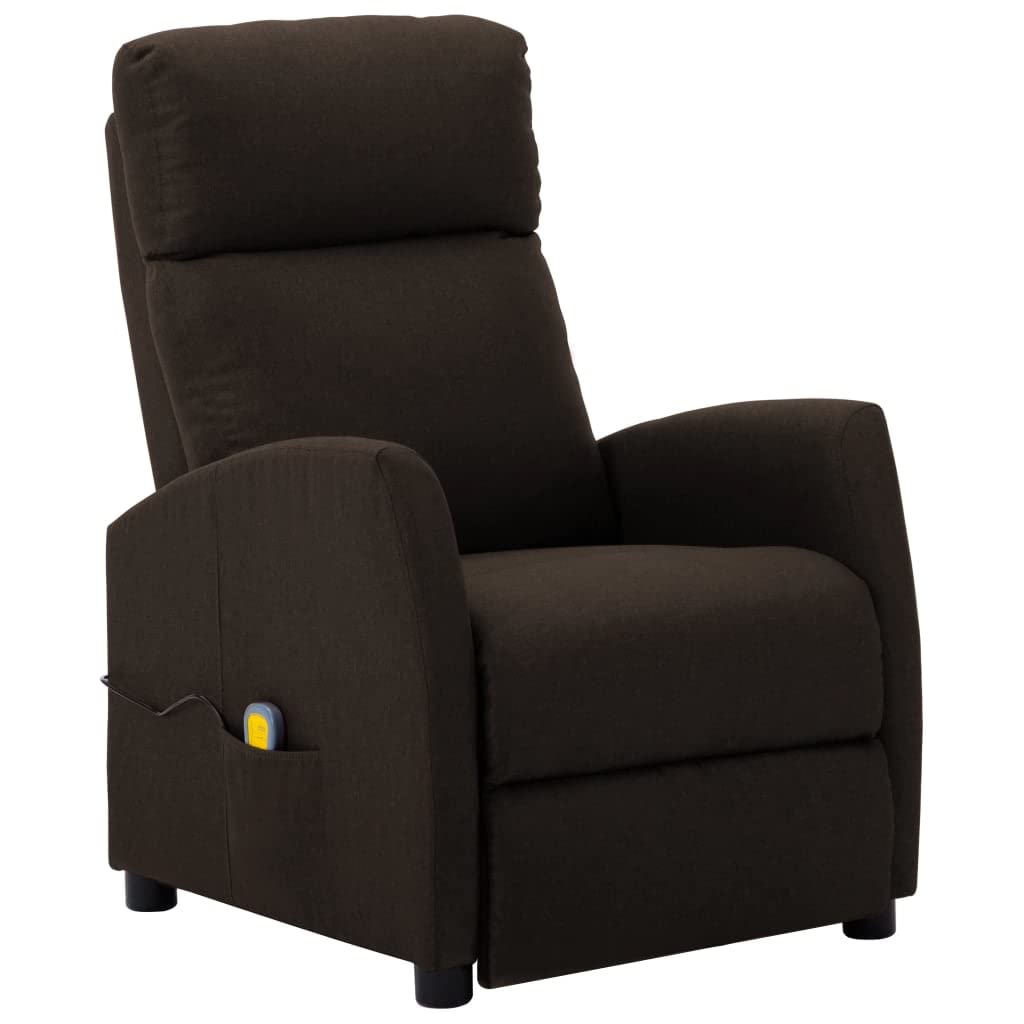 Dark Brown Fabric Reclining Lounge Chair - Single Theater Seating Sofa with Padded Seat, Massage Function & Adjustable Backrest | Perfect for Living Room, Home Theater, Reading Nook & Relaxation