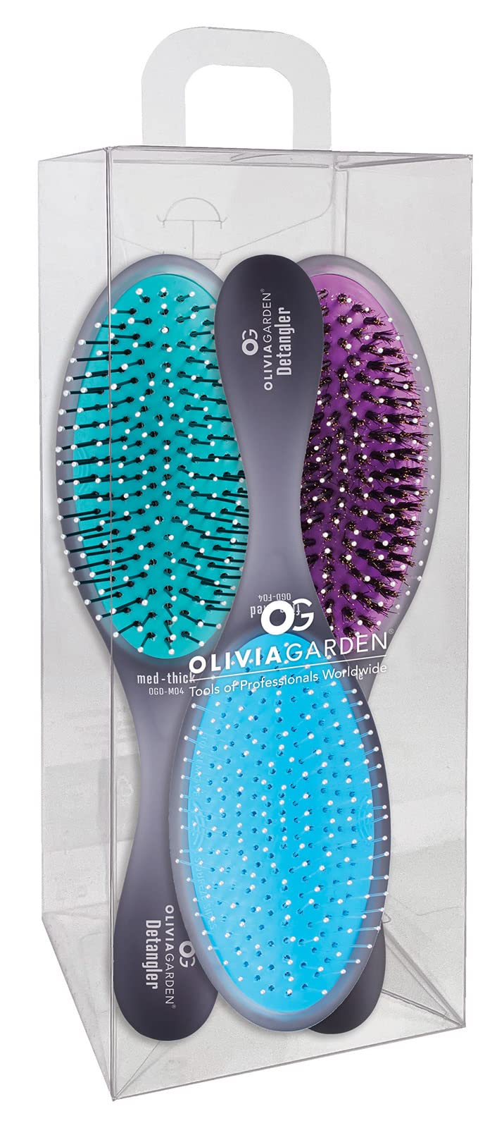 Olivia Garden Detangling Brush - Removable Cushion for Easy Cleaning & Scalp Massage - Perfect for Wet/Dry Hair - Men, Women & Kids - Home & Travel Use
