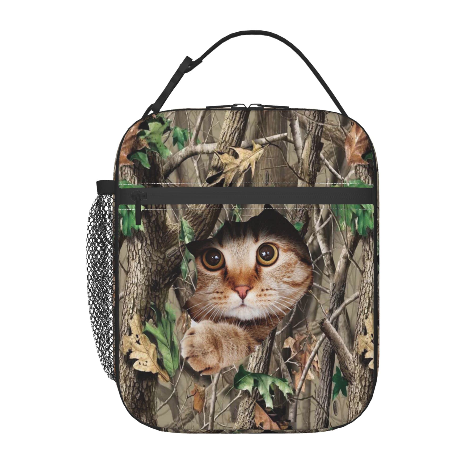 Hunting Art Camo Insulated Lunch Bag for Women & Men - Portable Zipper Cooler Tote for Work, Office, School, Picnic & Outdoor Activities - Reusable Meal Prep Bag for Adults