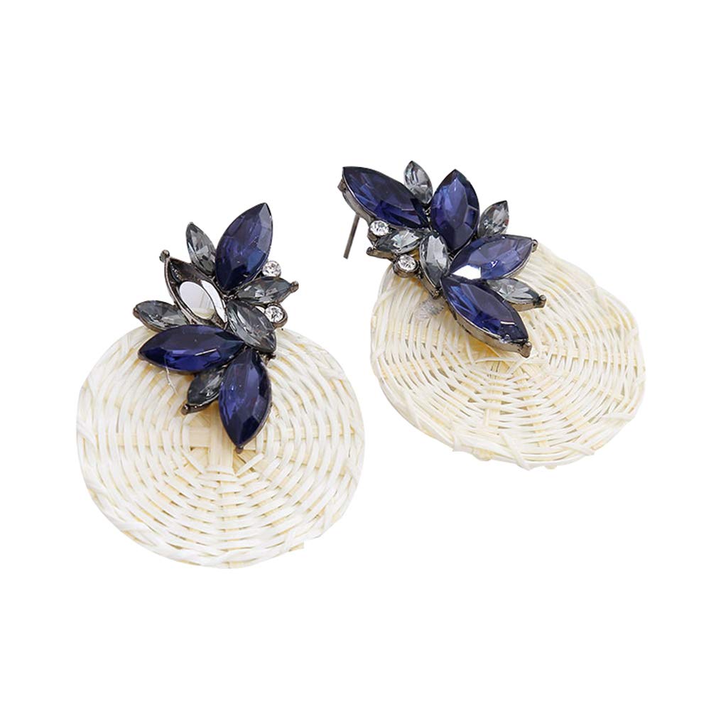 Boho Rhinestone Rattan Round Geometric Dangle Earrings for Women - Tennessee526 Jewelry Gift Set - Perfect for Parties, Weddings & Casual Wear