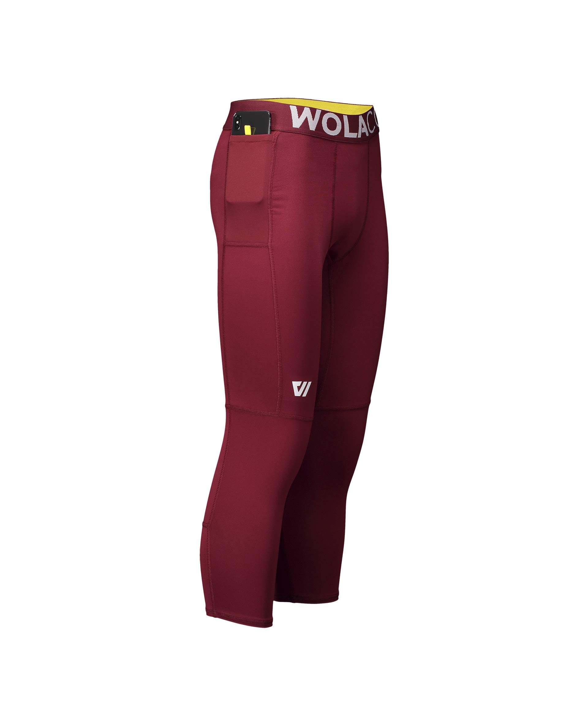 WOLACO Fulton 3/4 Length Compression Pants for Women & Men - High Performance Workout Leggings - Moisture Wicking Athletic Tights - Made in USA - Perfect for Running, Yoga, Gym & Training