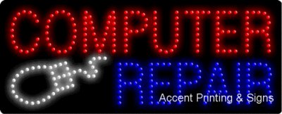 Computer Repair LED Sign - Flashing & Animated Shop Light - Energy Efficient High Visibility Storefront Sign for PC Repair Shops, Tech Stores & Electronics Businesses