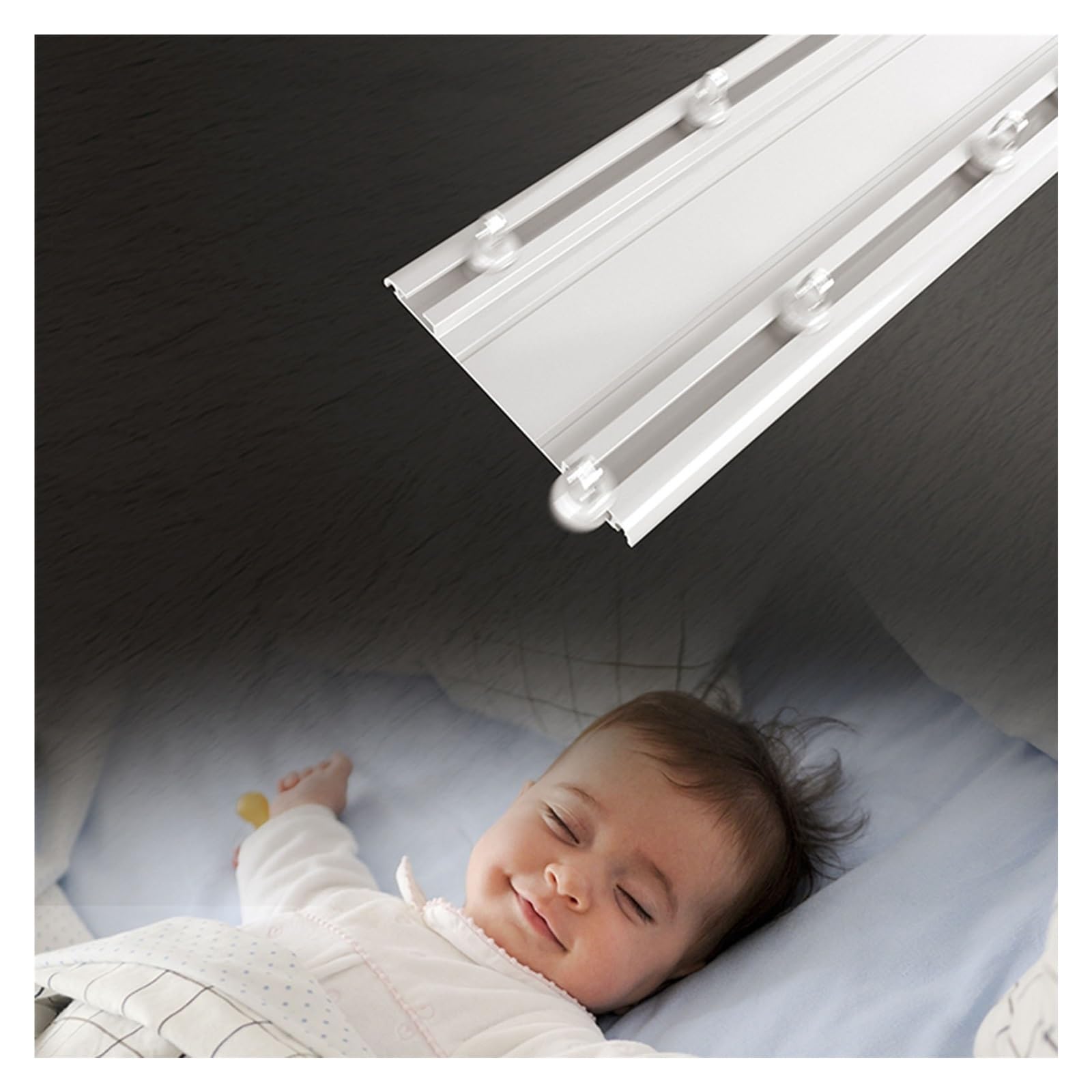 Heavy-Duty Double Curtain Track Ceiling Mount System - 300cm (2x150cm) White Conjoined Curtain Rails for Living Room, Bedroom, Shower & RV - Perfect for Room Dividers, Privacy Screens and Window Treatments