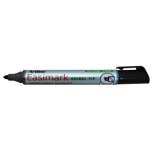 Artline 109 Easimark Permanent Marker - 5mm Chisel Tip, Black Ink, Pack of 12 - Ideal for Office, School, Labeling & DIY Projects