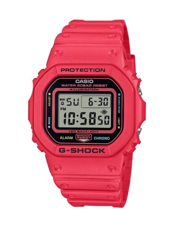 Casio G-Shock DW5600EP-4 Men's Digital Watch - Shock Resistant, Waterproof, Red Digital Dial - Perfect for Outdoor Sports, Workouts & Everyday Wear