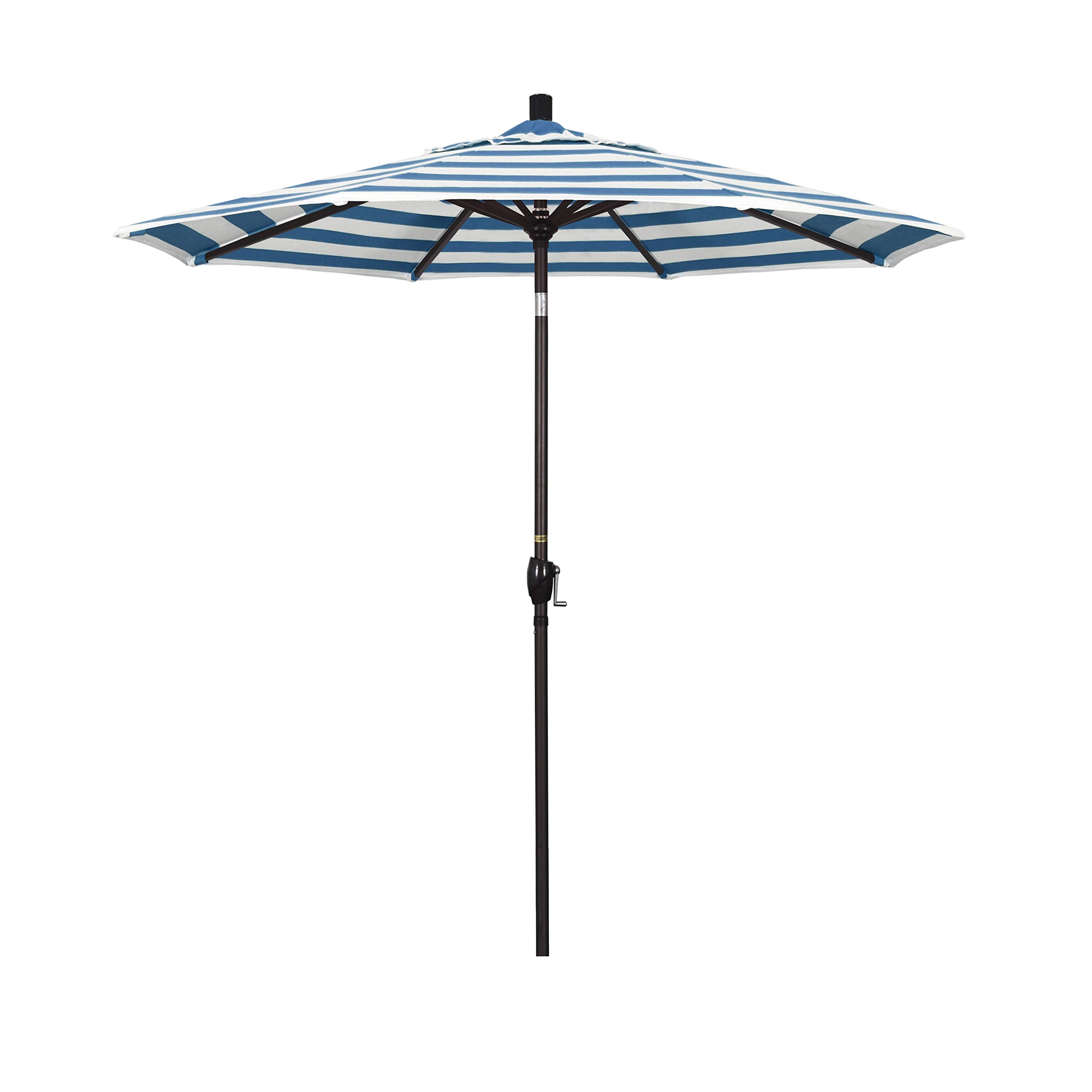 California Round Aluminum Market Umbrella - 10ft Outdoor Patio Umbrella with Crank Lift for Garden, Poolside, and Beach Use
