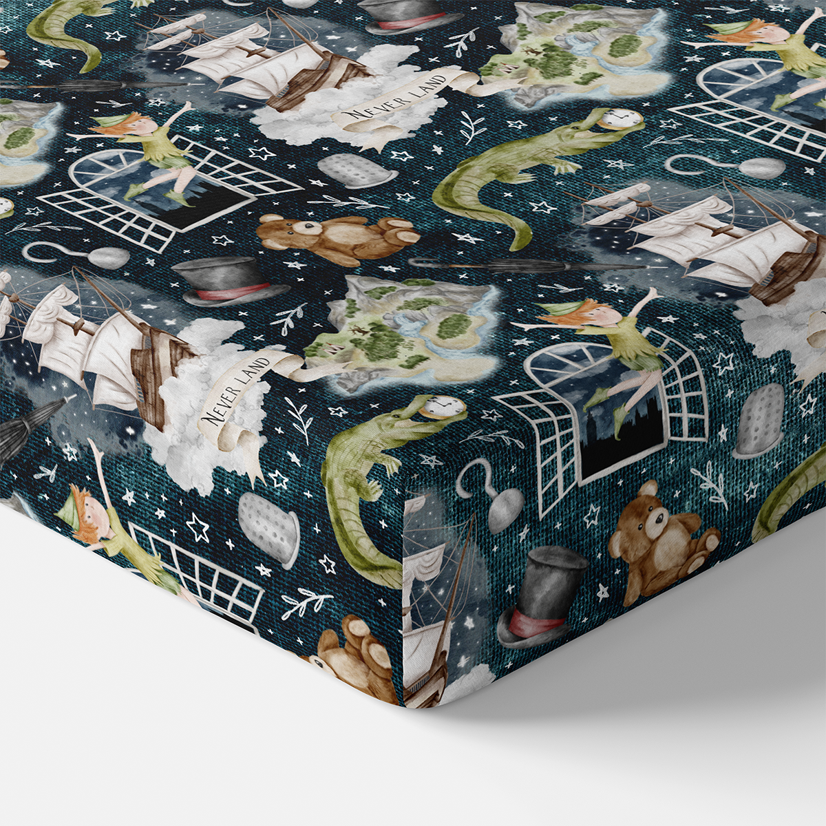 Premium Neverland Crib Sheet - Soft 100% Cotton Baby Bedding for Nursery & Travel - Fits Standard Crib Mattresses (60