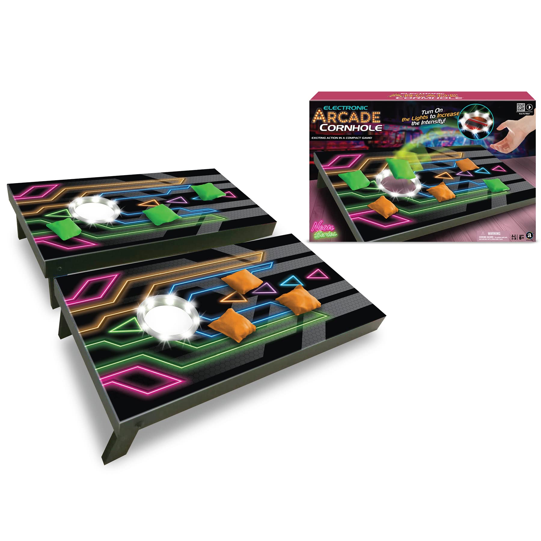 Neon Series Electronic Arcade Cornhole Game - Fun LED Light-Up Tossing Game for Adults & Kids - Perfect for Parties, Backyard, Tailgating & Family Game Nights