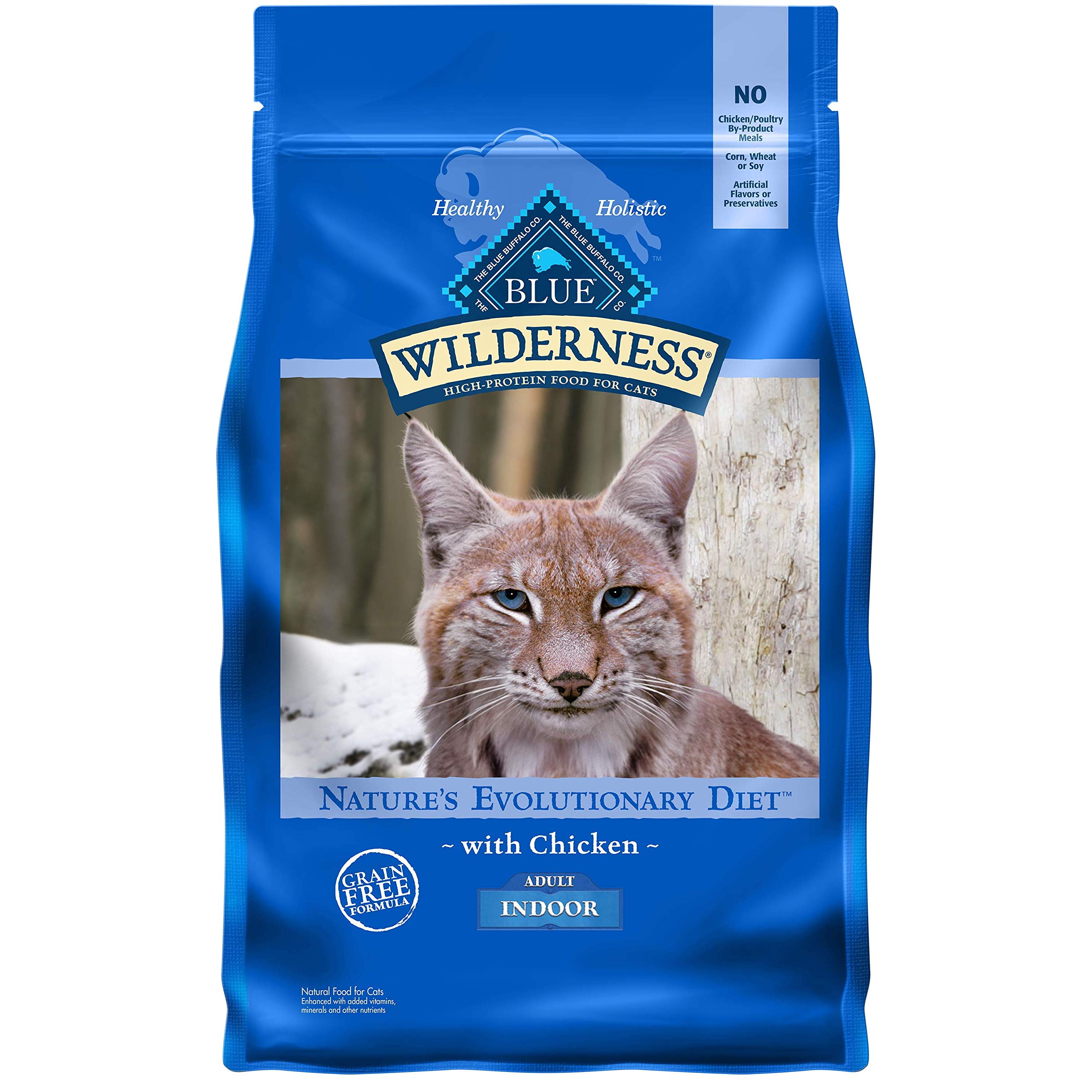 Blue Buffalo Wilderness High Protein Natural Adult Indoor Dry Cat Food, Chicken Recipe - 2 lb Bag | Grain-Free Cat Kibble for Indoor Cats | Supports Healthy Digestion & Weight Control