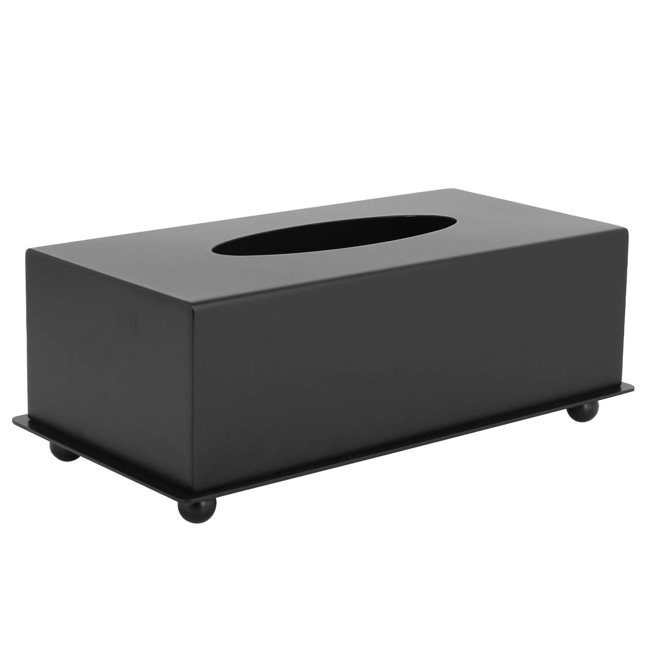 Matte Black Stainless Steel Tissue Box Cover - Modern Rectangular Metal Facial Tissue Holder for Bedroom, Bathroom, Vanity, Office & Countertop | Home Decor & Organization Accessory