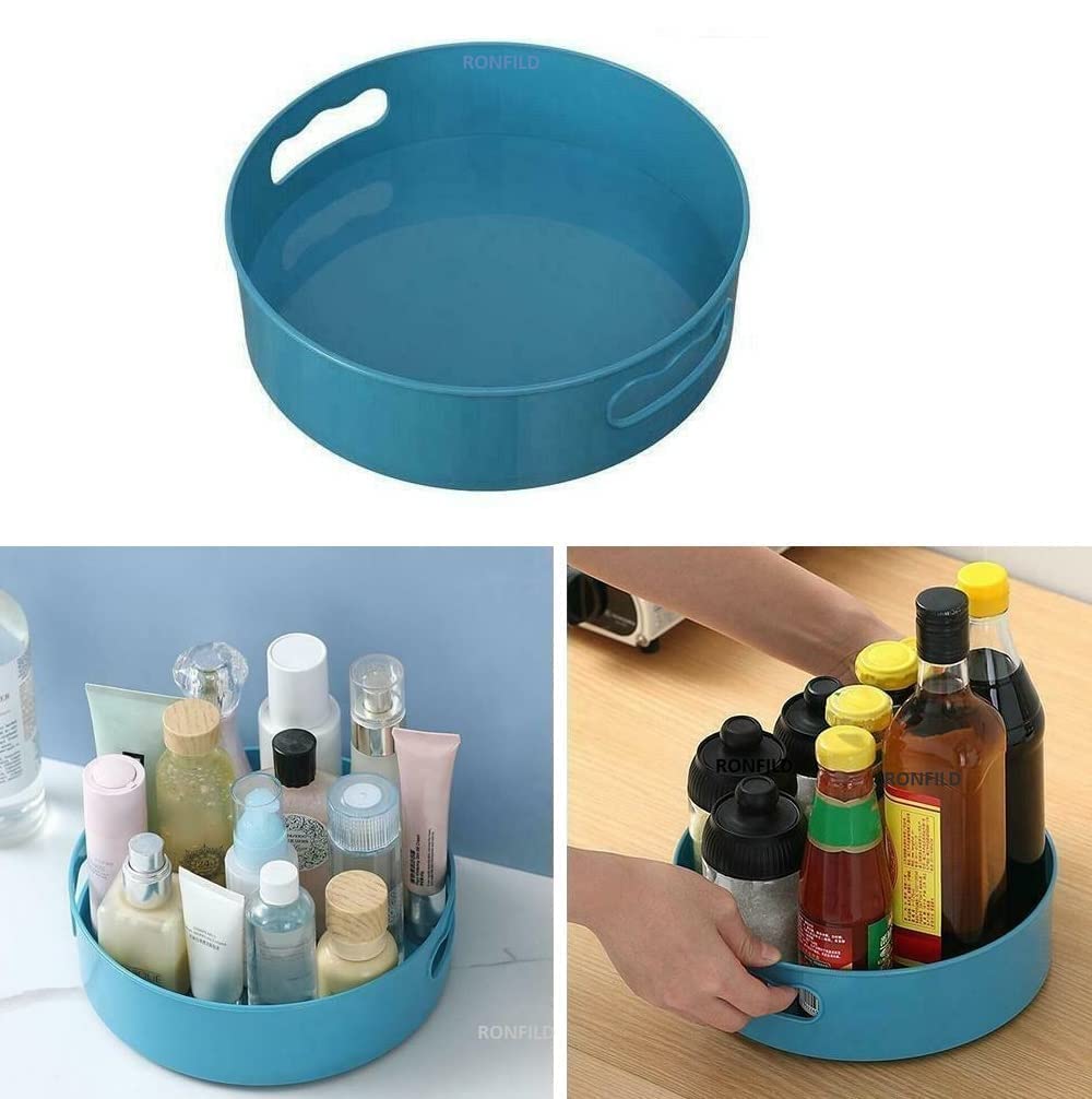 360° Rotating Lazy Susan Turntable - Multi-Purpose Kitchen Organizer for Spices, Condiments & Cosmetics | Space-Saving Cabinet Storage Solution | Durable Spice Rack & Makeup Organizer for Pantry, Bathroom & Countertop (Multicolor)