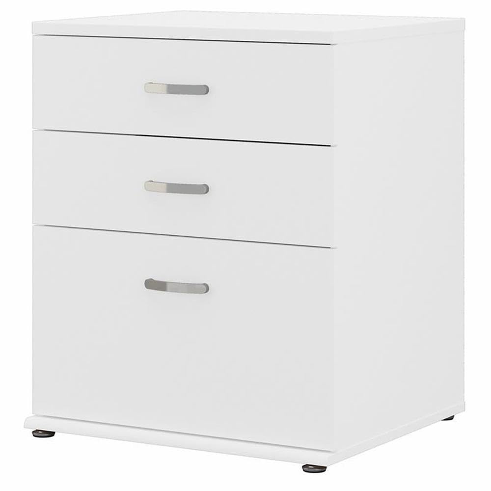 Bush Business Furniture Universal Garage Storage Cabinet with 3 Drawers, White - Heavy Duty Metal Utility Cabinet for Garage, Workshop, and Home Organization
