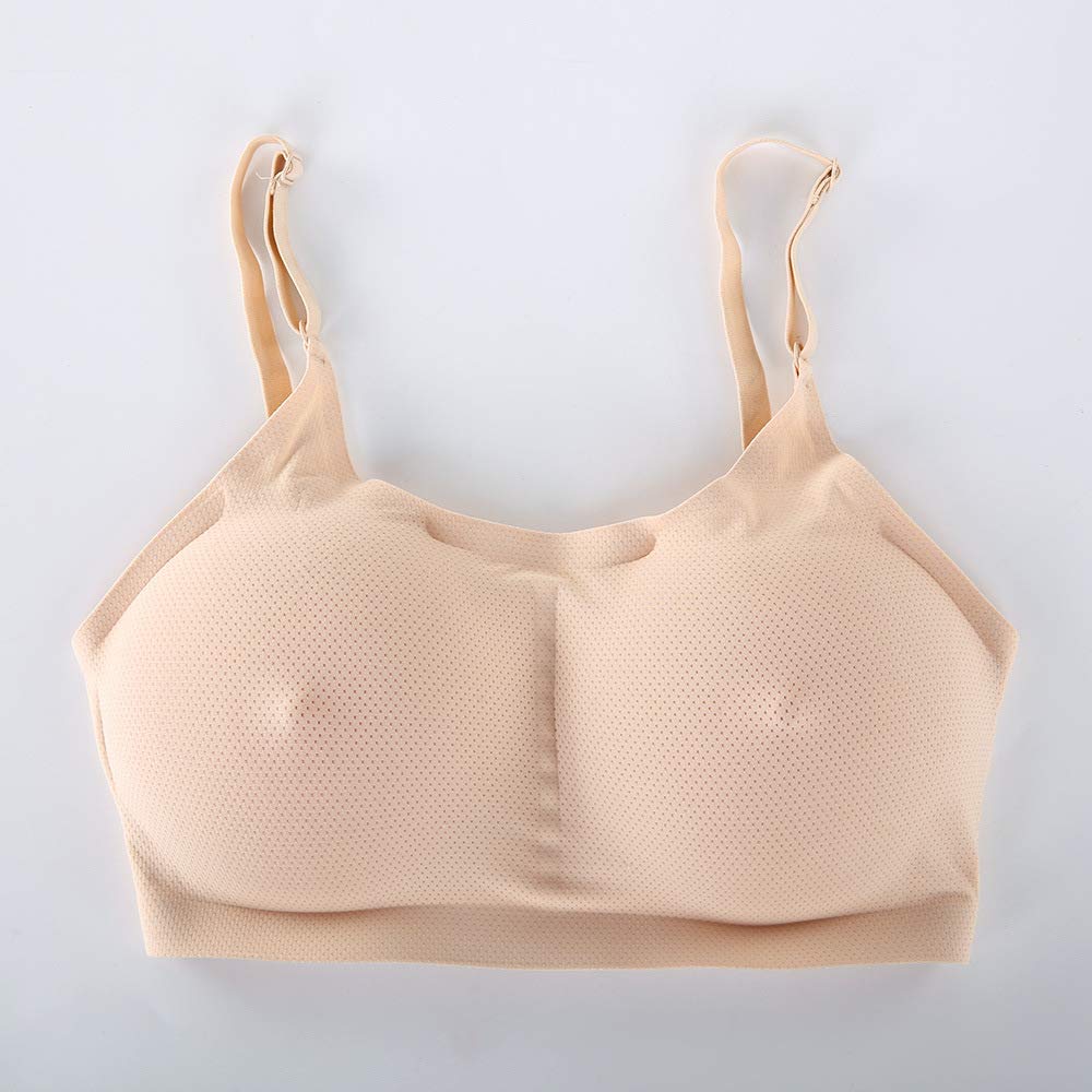BTTBS-JX Adjustable Silicone Breast Forms & Pocket Bra Set - 2-in-1 Mastectomy Bra for Crossdressers, Transgender & CD Dressers - Beige, Cup EE (1600g) - Comfortable Prosthetic Solution for Daily Wear & Special Occasions