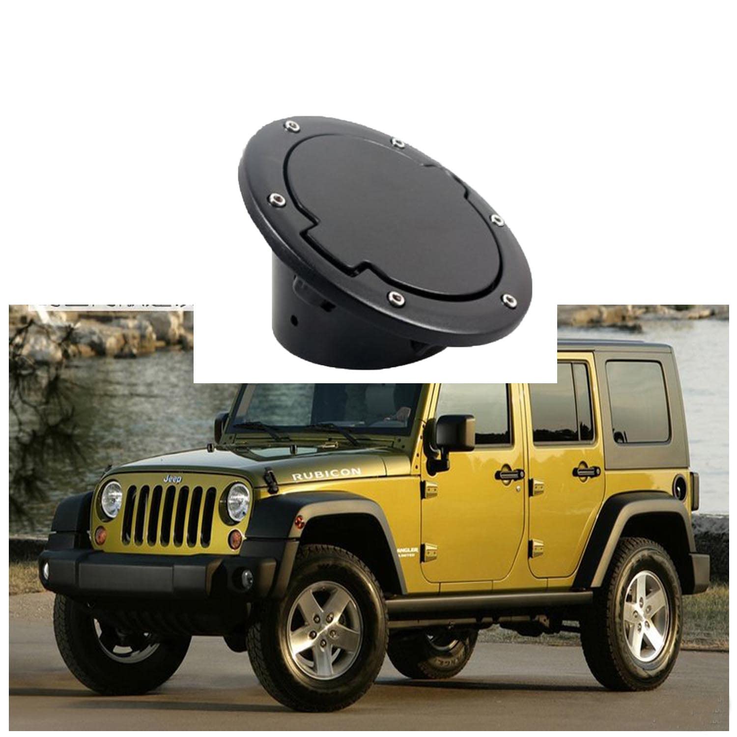 Jeep Wrangler Fuel Filler Door Locking Gas Tank Cap Cover - Compatible with 2007-2018 JK Unlimited Rubicon & Sahara Models | Anti-Theft Protection for Off-Road Adventures & Daily Commuting