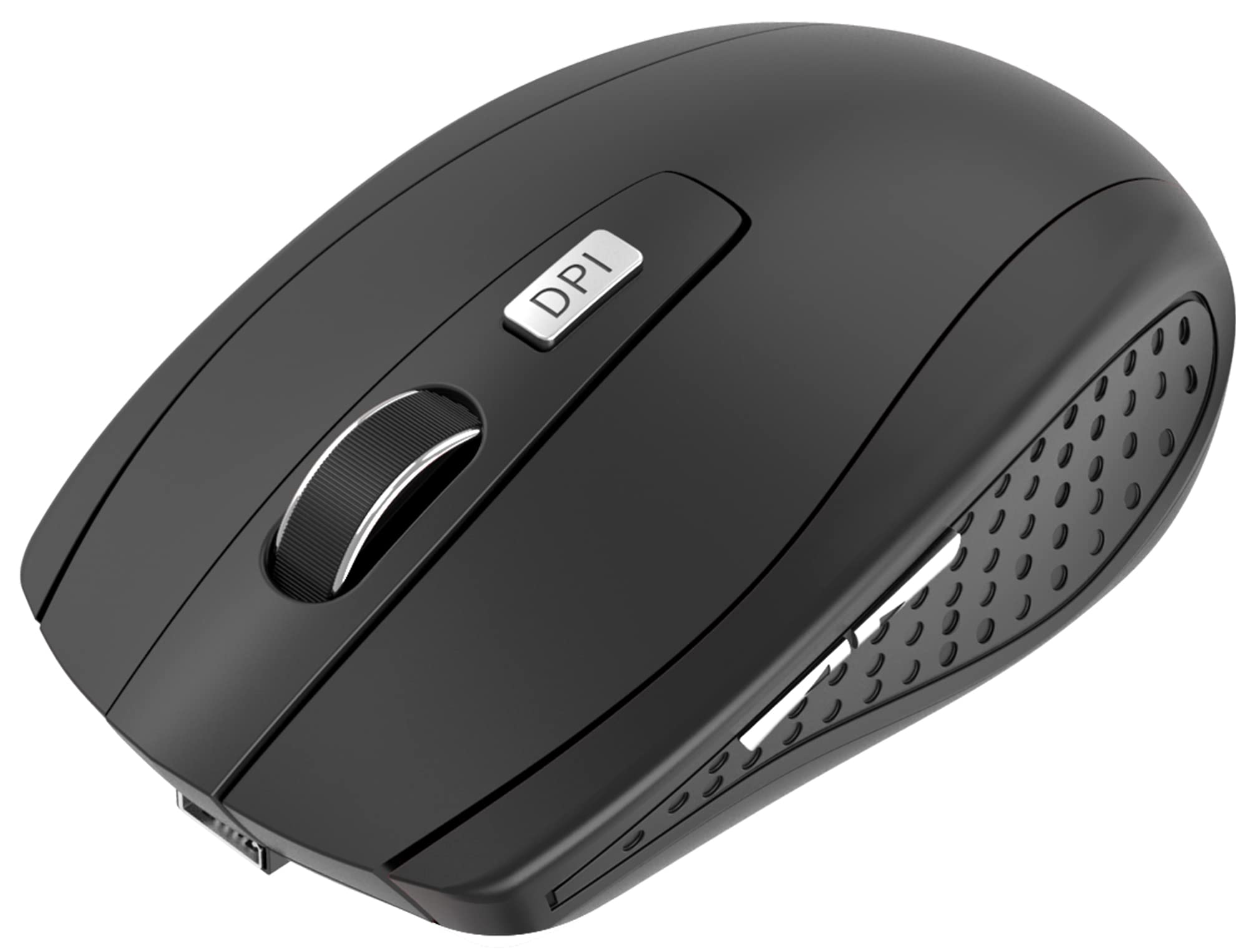 Premium Bluetooth Wireless Mouse - 2.4G Ergonomic Silent Mouse with 2500 Adjustable DPI, 6 Buttons & USB Receiver for Laptop, PC, Mac, MacBook - Perfect for Office Work, Gaming & Travel (Black)