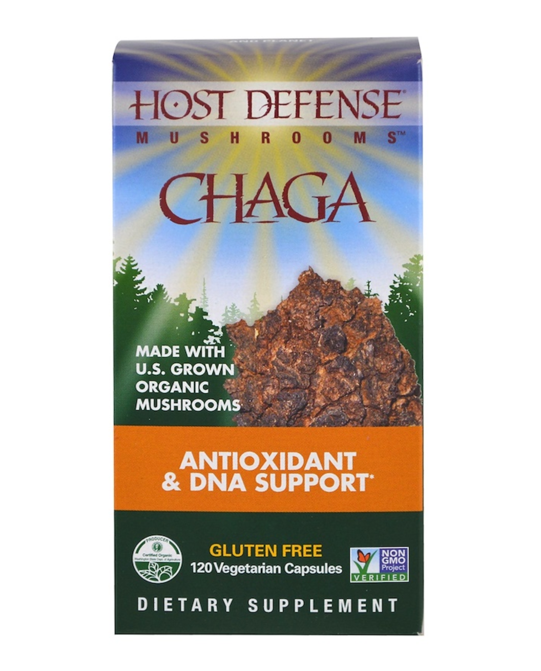 Host Defense Chaga Mushroom Capsules - 120 Count | Organic Immune Support Supplement | for Daily Wellness & Energy Boost