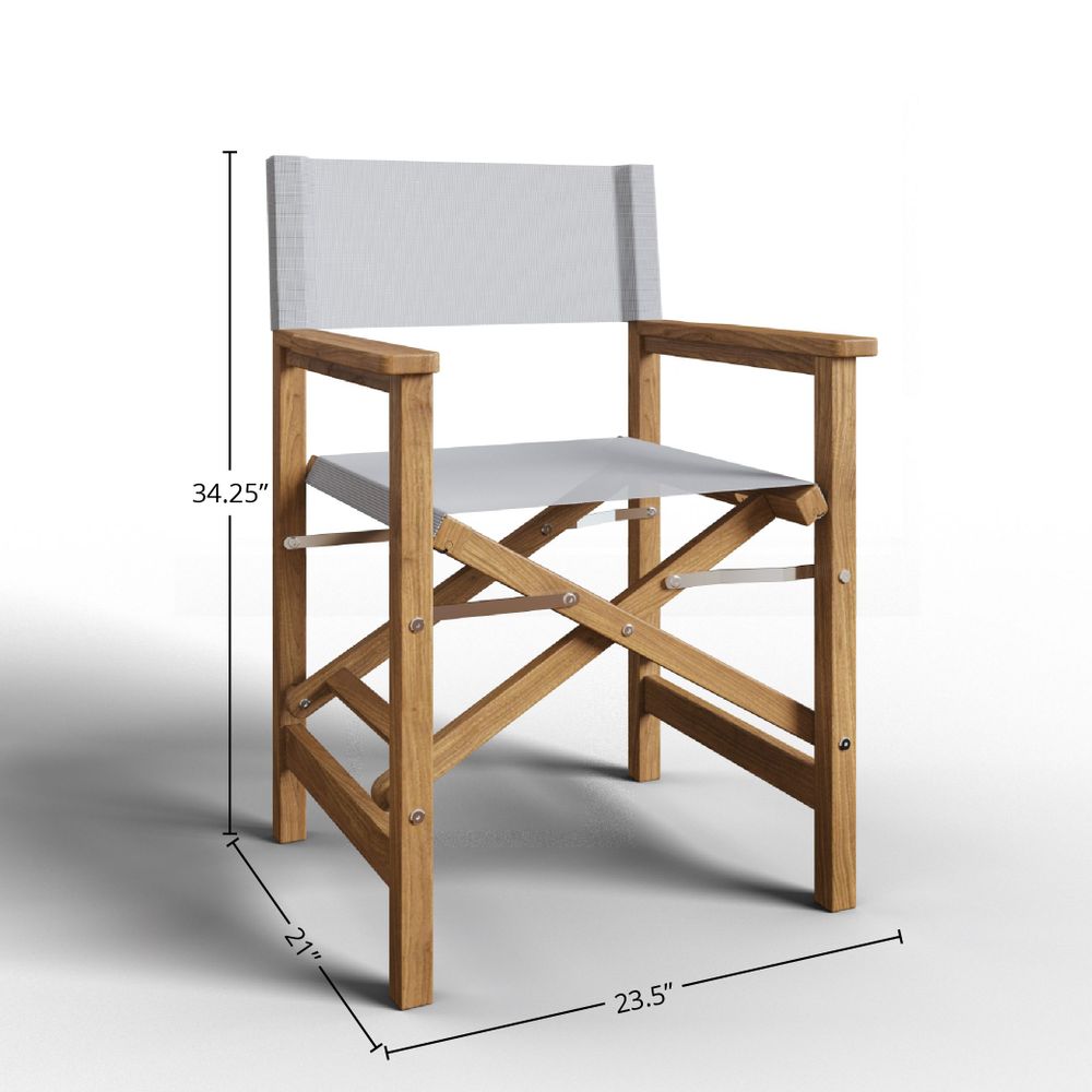Premium White Teak Outdoor Folding Armchair - Weather-Resistant Patio Dining Chair for Garden, Poolside & Restaurant Use