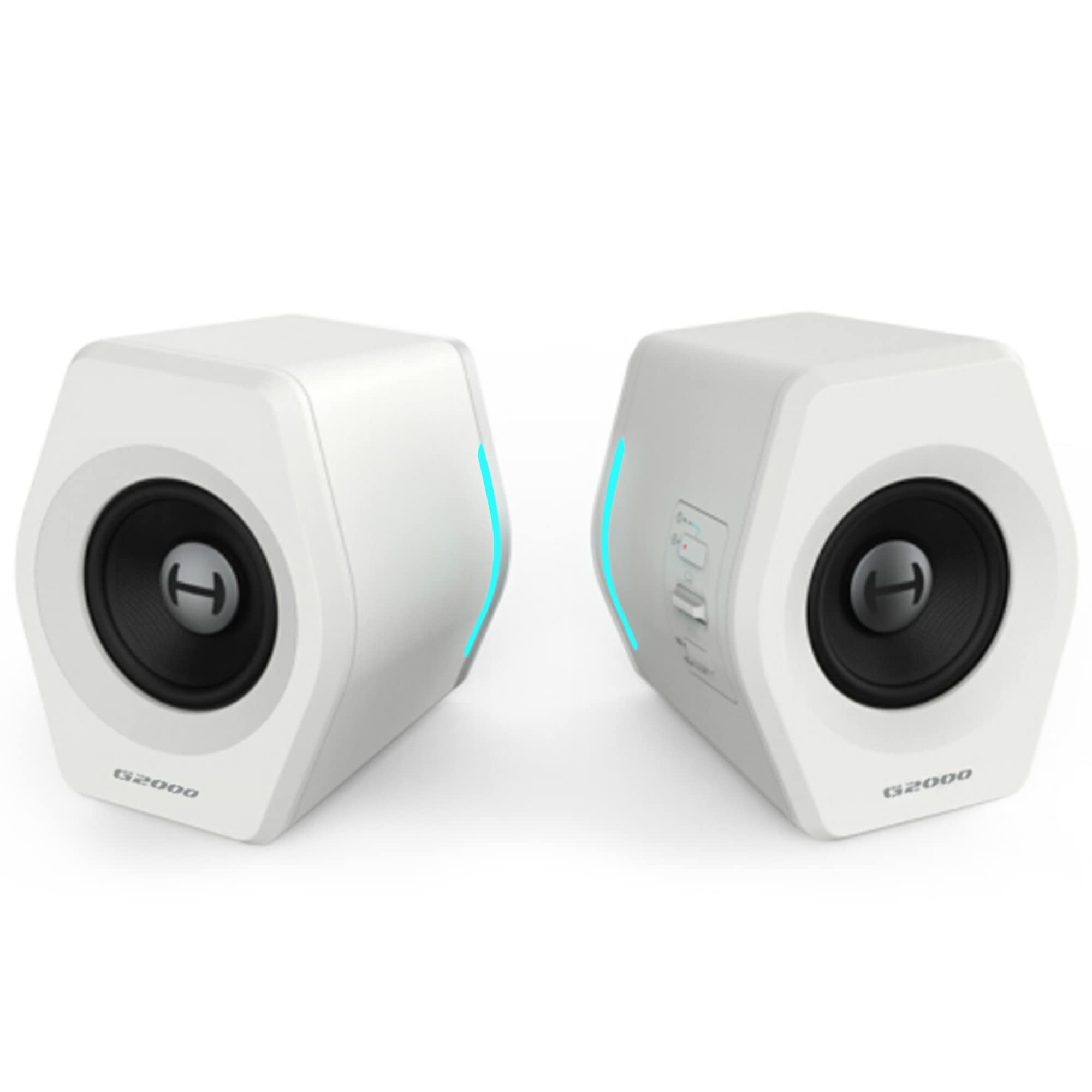 G2000 32W PC Gaming Speakers with Woofer - Bluetooth, USB, 3.5mm AUX Input, RGB Lights for Desktop, Laptop, Mac - White Multimedia Computer Speakers for Gaming, Music & Home Theater Setup