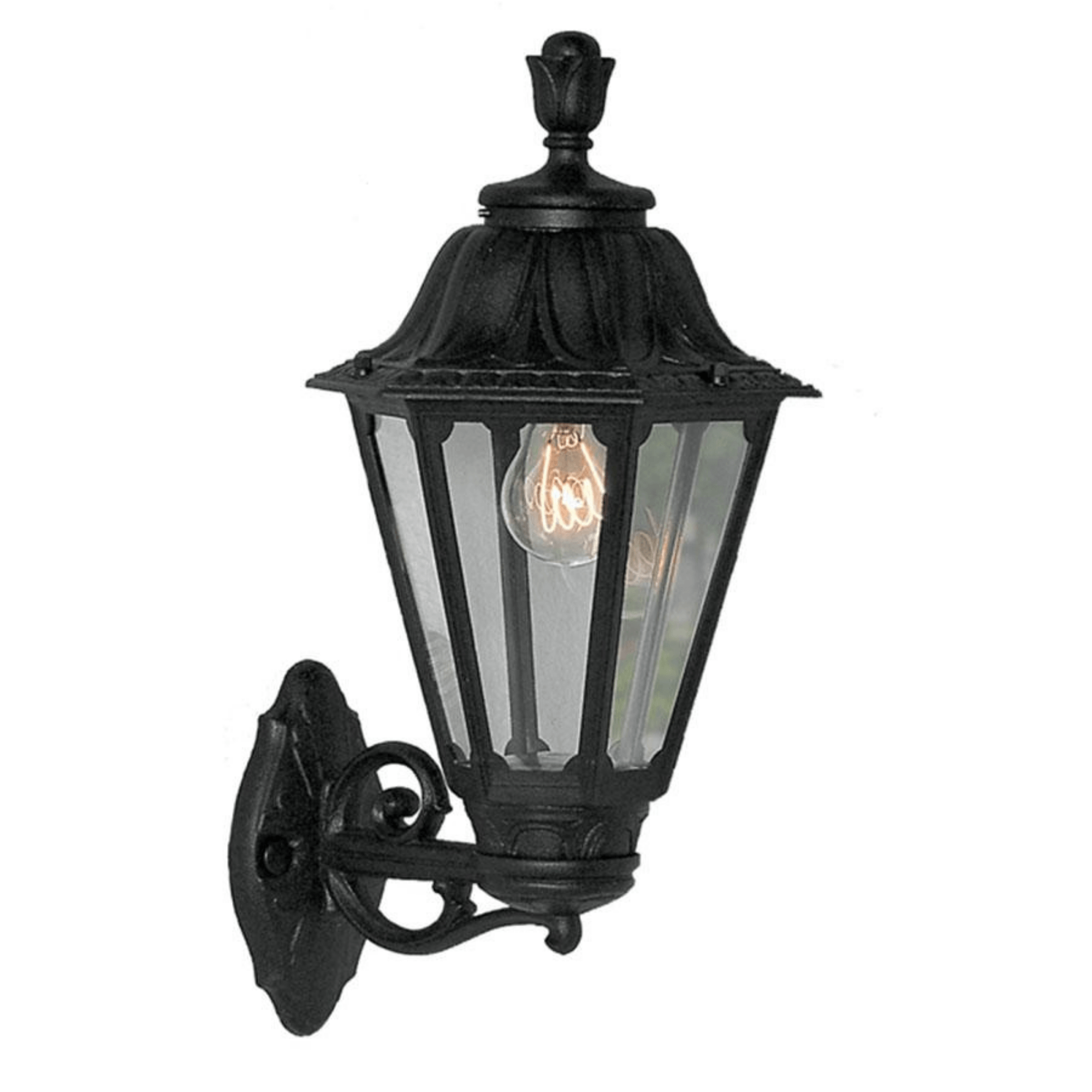 Bisso Rut Black Clear E27 Wall Light - Modern LED Sconce for Bedroom, Living Room, Hallway & Outdoor Lighting - Dimmable Energy Saving Fixture