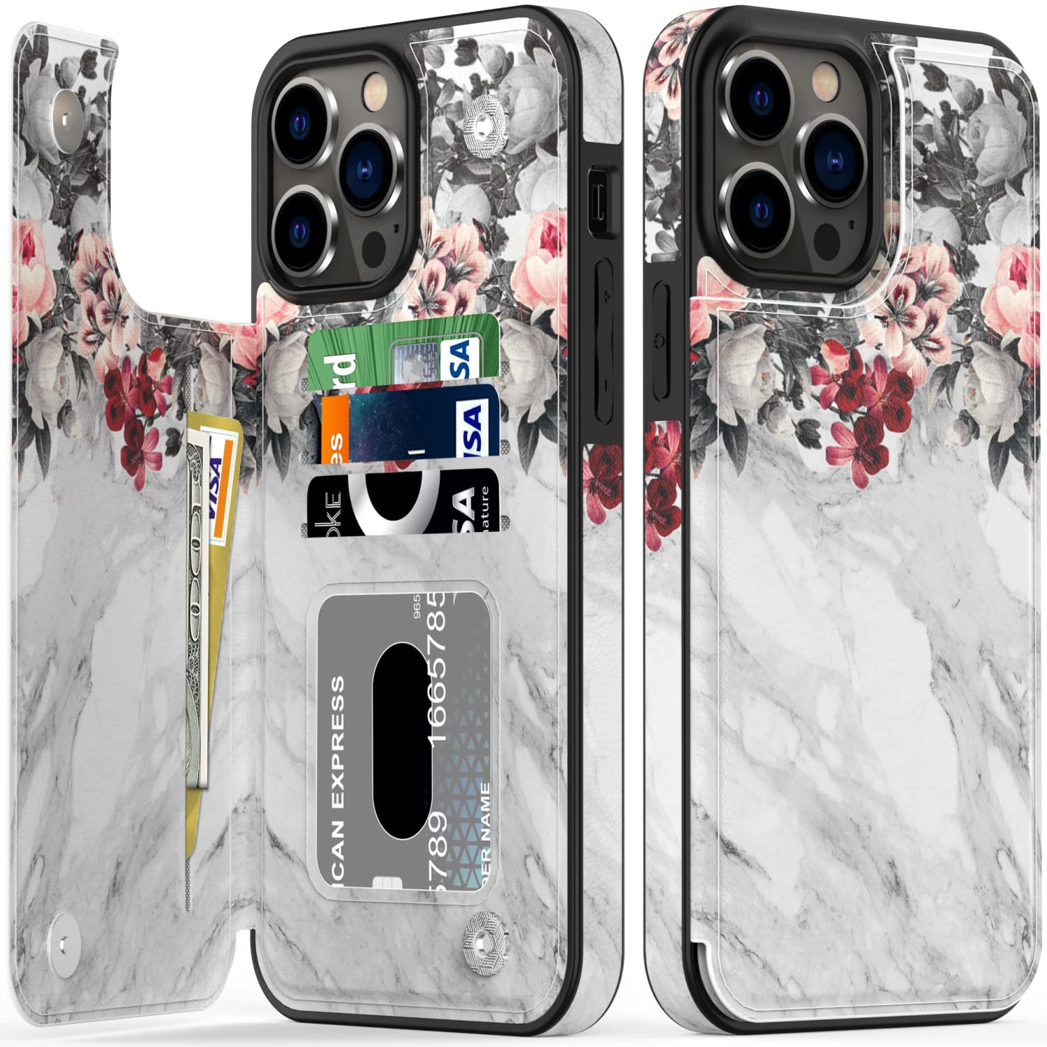 Luxury Flip Folio Leather Wallet Case for iPhone 13 Pro Max 6.7