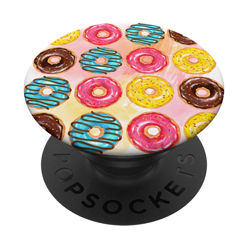 Stylish Donut Pattern PopSockets PopGrip - Interchangeable Phone & Tablet Stand with Swappable Grip for iPhone, Samsung, iPad | Perfect for Work, Travel & Everyday Use