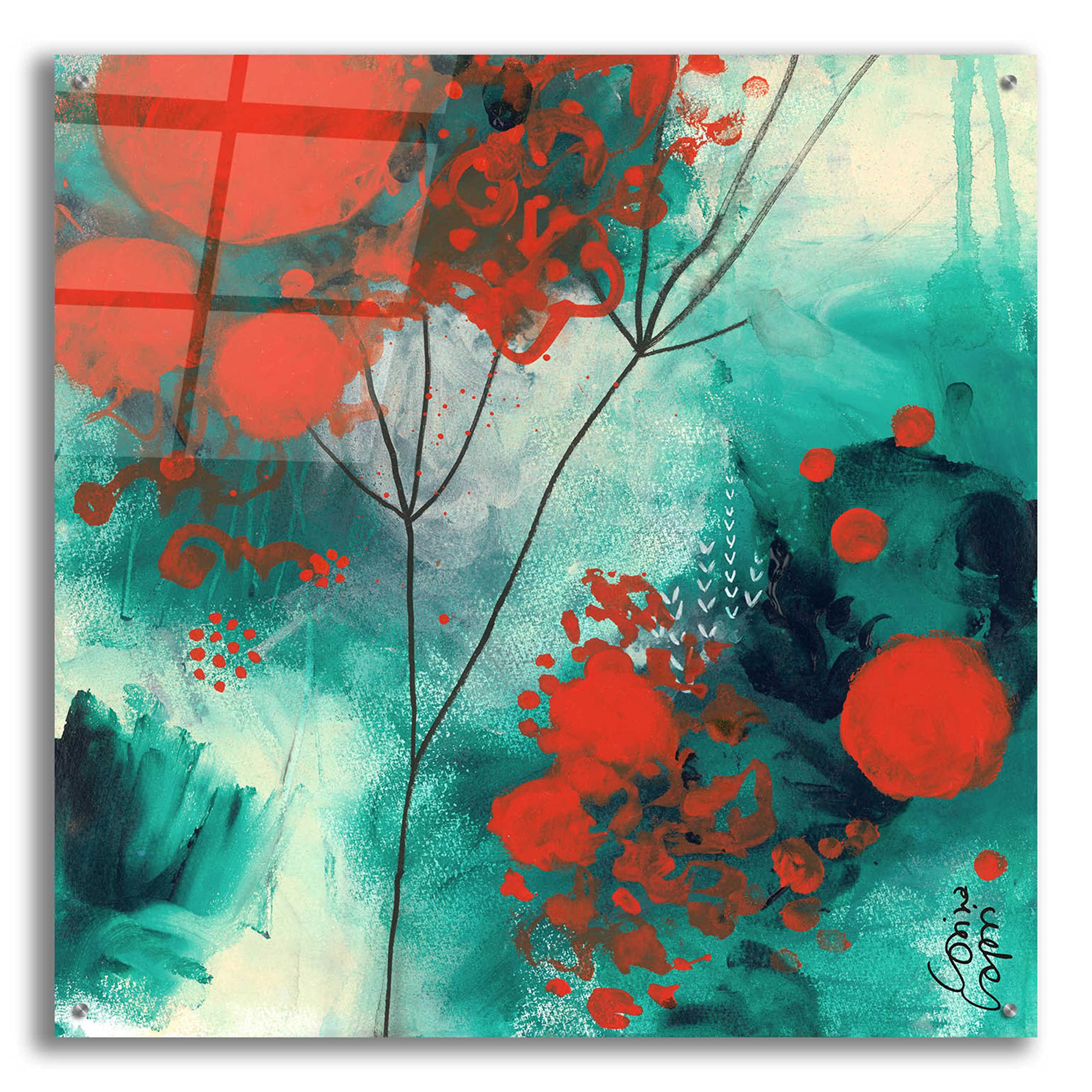 Corina Capri Winter Solstice Acrylic Glass Wall Art - 36x36 Inch Modern Abstract Painting for Living Room, Bedroom & Office Decor