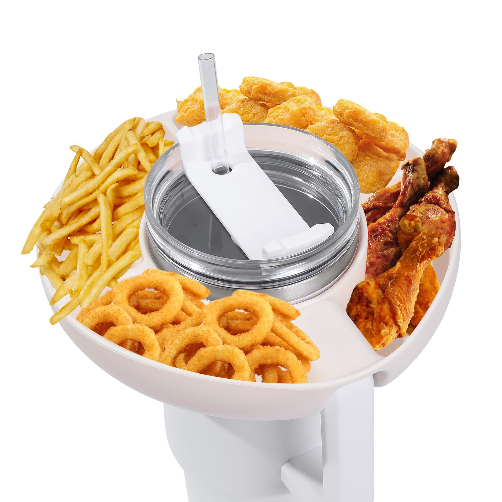 Stanley 40 oz Tumbler Snack Bowl with Handle - Reusable Snack Tray for Stanley Cup Accessories - Cream Color Snack Ring - Perfect for Road Trips, Camping & Office Snacking