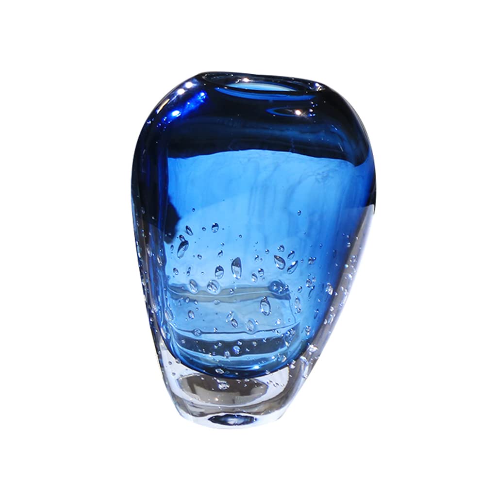 CVDMODD Blue Bubble Glass Vase - Modern Minimalist Flower Vase for Home & Office Decor | Elegant Centerpiece for Living Room, Hotel & Wedding Arrangements