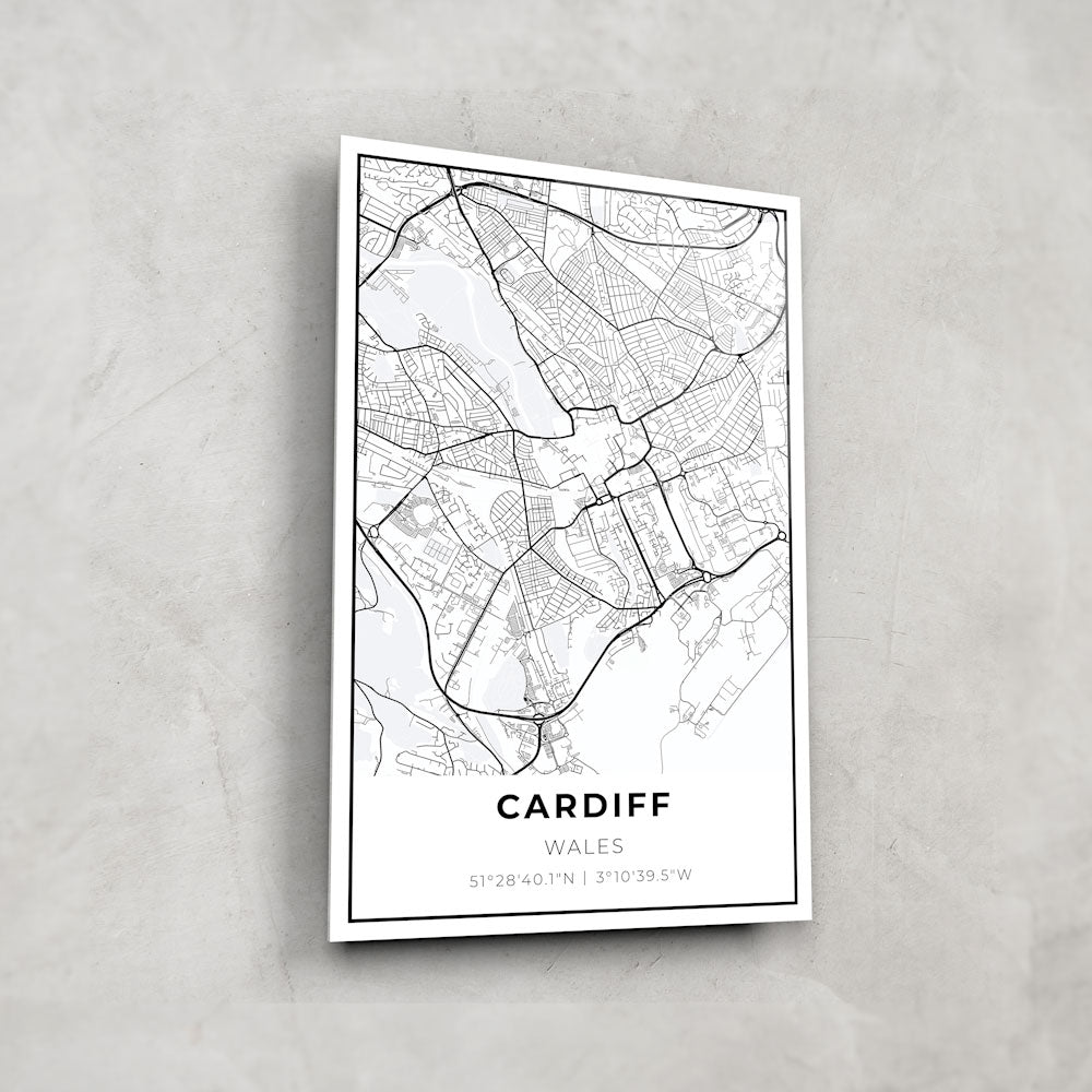 Cardiff Map Glass Wall Art - Elegant Home Decor for Living Room, Office & Gifts - Premium Glass Print with Modern Design