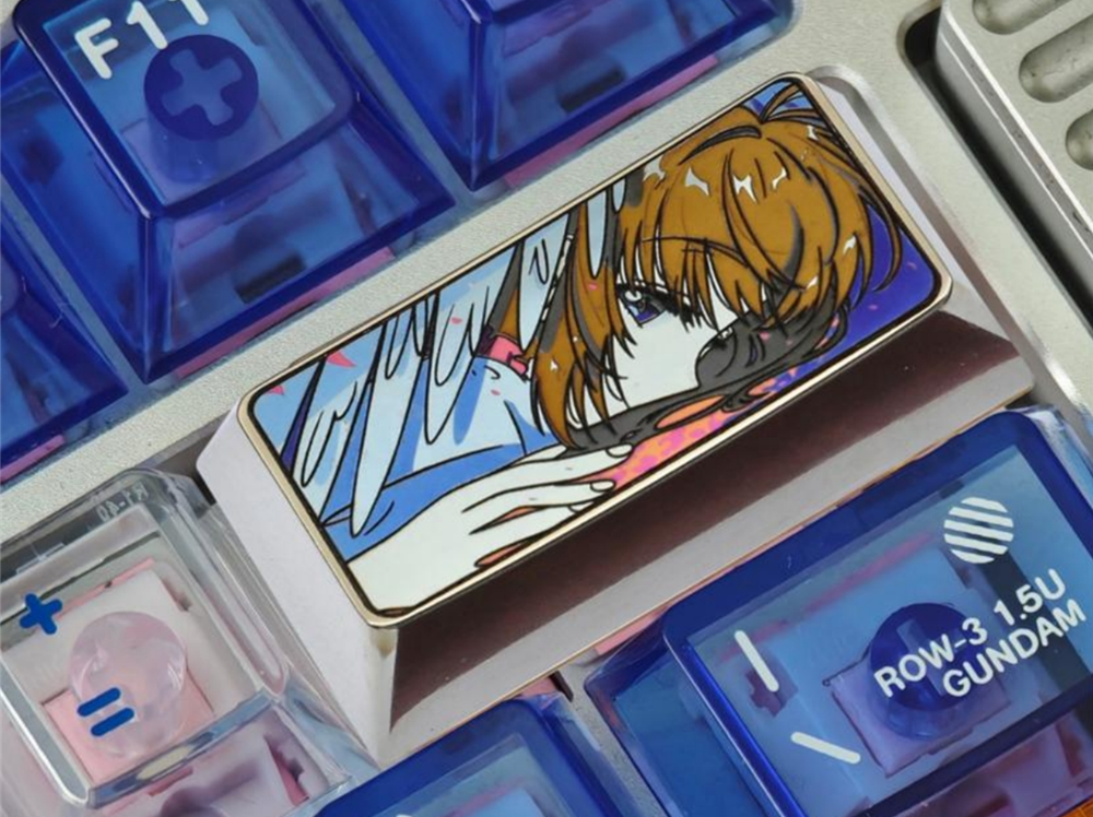 KINOMOTO SAKURA Anime Keycaps - 2U Titanium Alloy Custom Keycaps for Mechanical Keyboards, Durable Metal Decorative Keycaps for Gaming & Typing - Perfect for Anime Fans, PC Gamers & Keyboard Enthusiasts