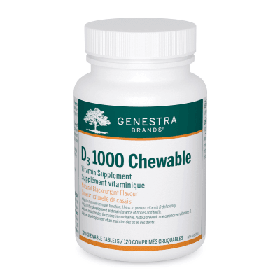 Genestra Vitamin D3 1000 IU - 120 Veggie Chewable Tablets for Immune Support & Bone Health | Easy-to-Take Supplement for Adults & Kids