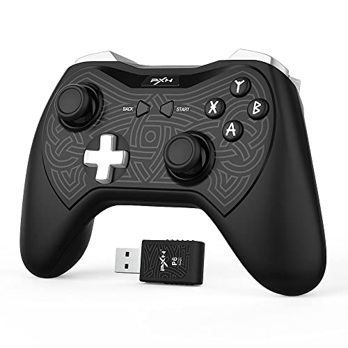 PXN P6 2.4G Wireless Game Controller for PC, Windows 7/8/10/11, iOS 14.2+, Android 4.0+ & TV Box - Dual Vibration, Plug & Play - Black | Perfect for Gaming, Streaming & Entertainment