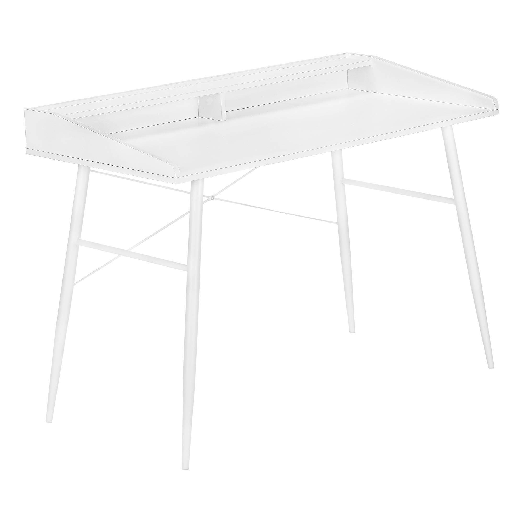 Ergode 48 Inch White Computer Desk with White Metal Frame - Modern Home Office Desk for Work, Study, and Gaming