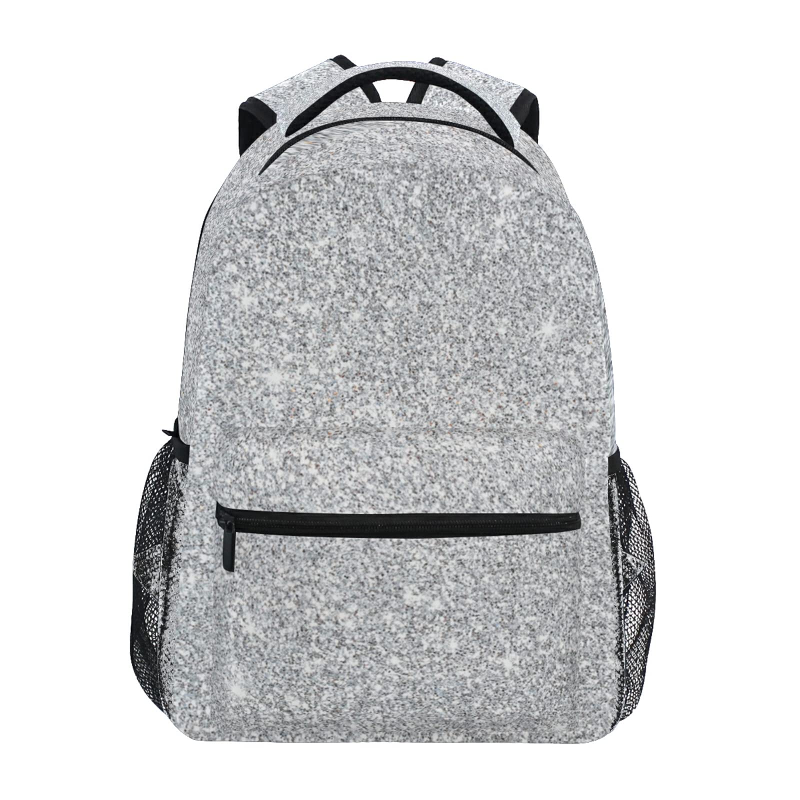 Silver Glitter Stars Print Laptop Backpack for Women & Men - Durable Travel Computer Bag, College School Bookbag - Perfect for Work, School & Travel (226rh8a)
