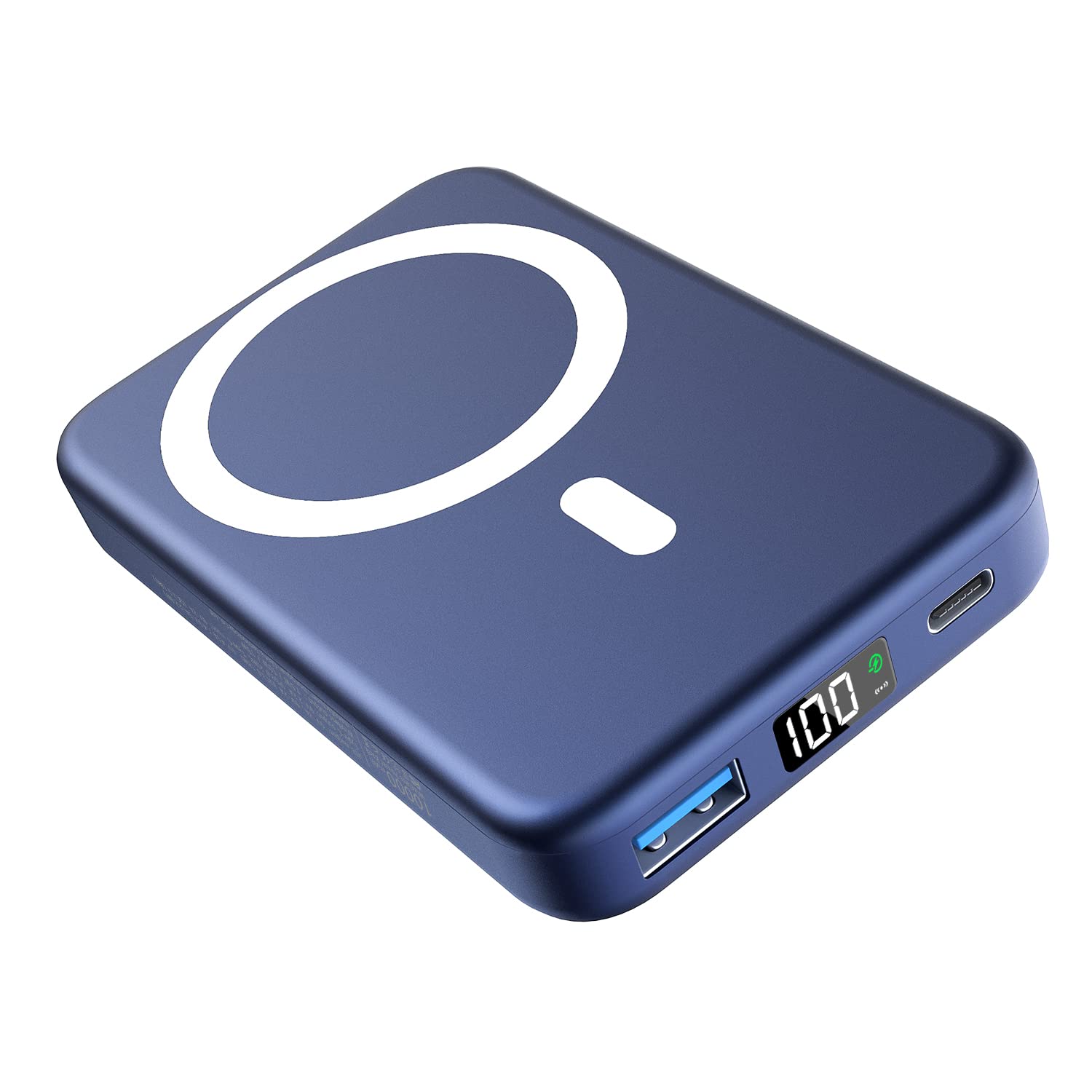 Vatemax 10000mAh Magnetic Power Bank - 22.5W Fast Charging Portable Charger with Wireless & USB PD QC3.0, Type-C & LED Display (Blue) | Perfect for Travel, Camping, and On-the-Go Charging