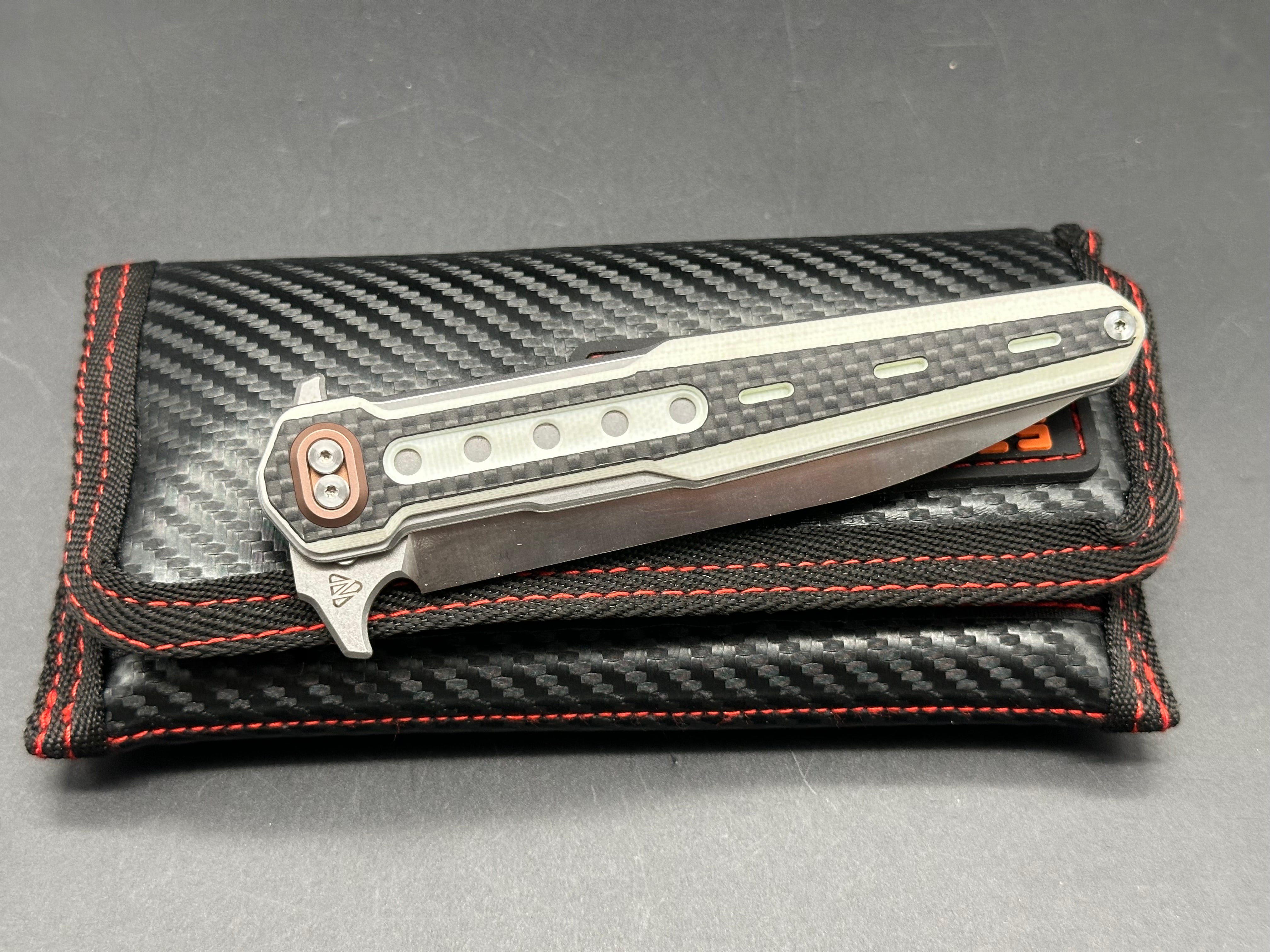STEDEMON NOC DG12 Pocket Knife - Liner Lock Folding Knife with White G10 & Carbon Fiber Handle, 440C Stainless Steel Blade - EDC, Camping, Hiking & Outdoor Survival Tool